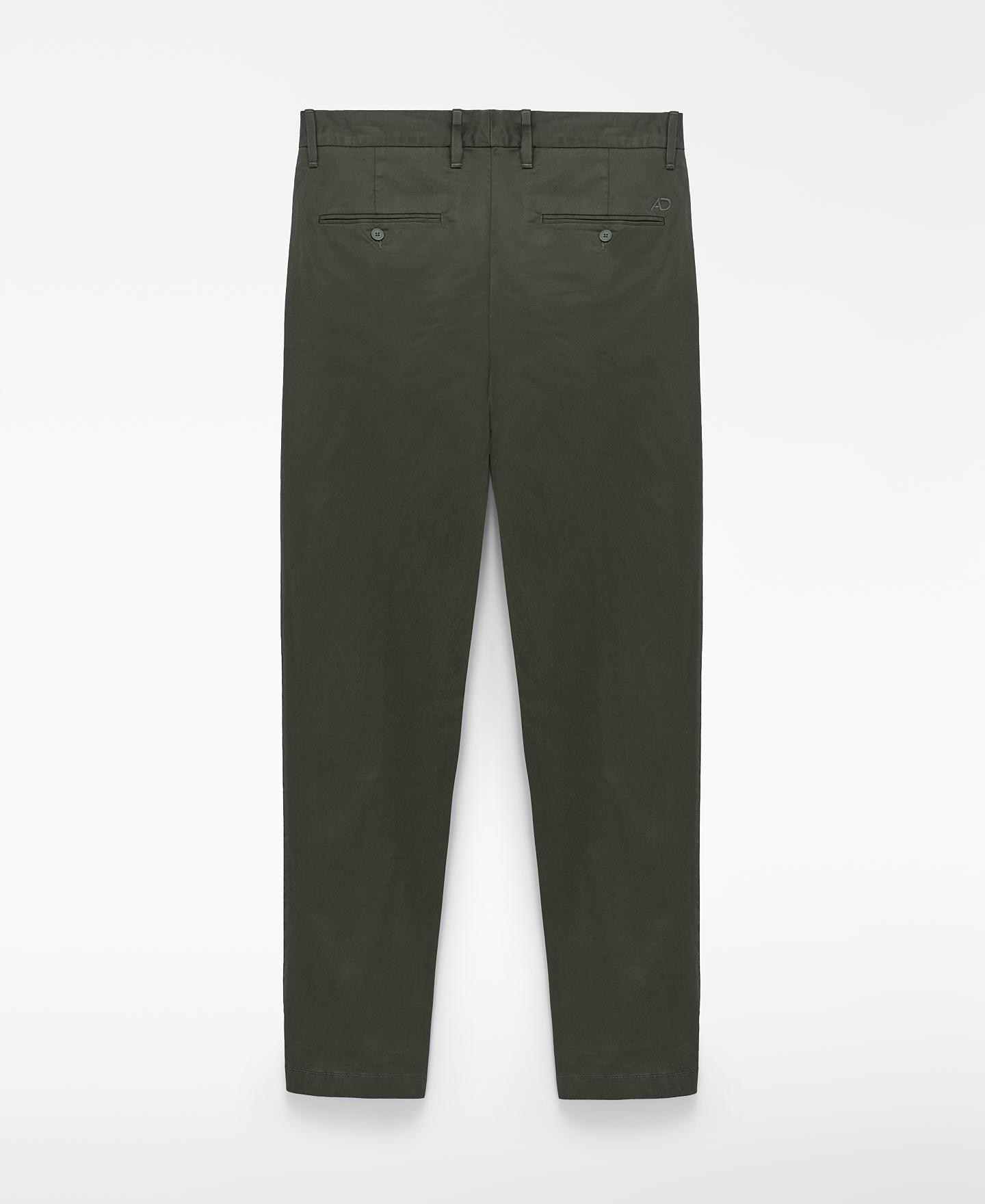 Pantalón chino de hombre de algodón regular fit con bolsillos italianos - Adolfo Dominguez - Verde pardo Verde pardo-4
