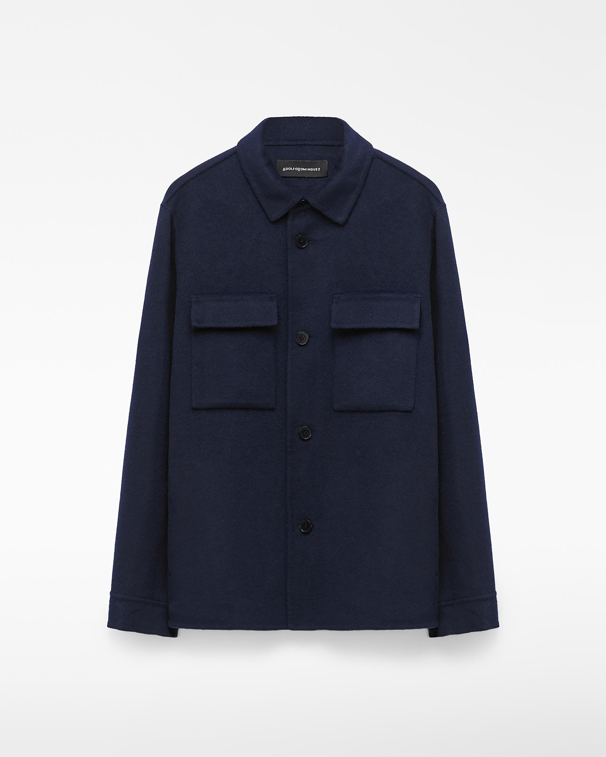 Imagen 0 de Sobrecamisa de hombre con lana doble faz y bolsillos de plastrón Azul marino