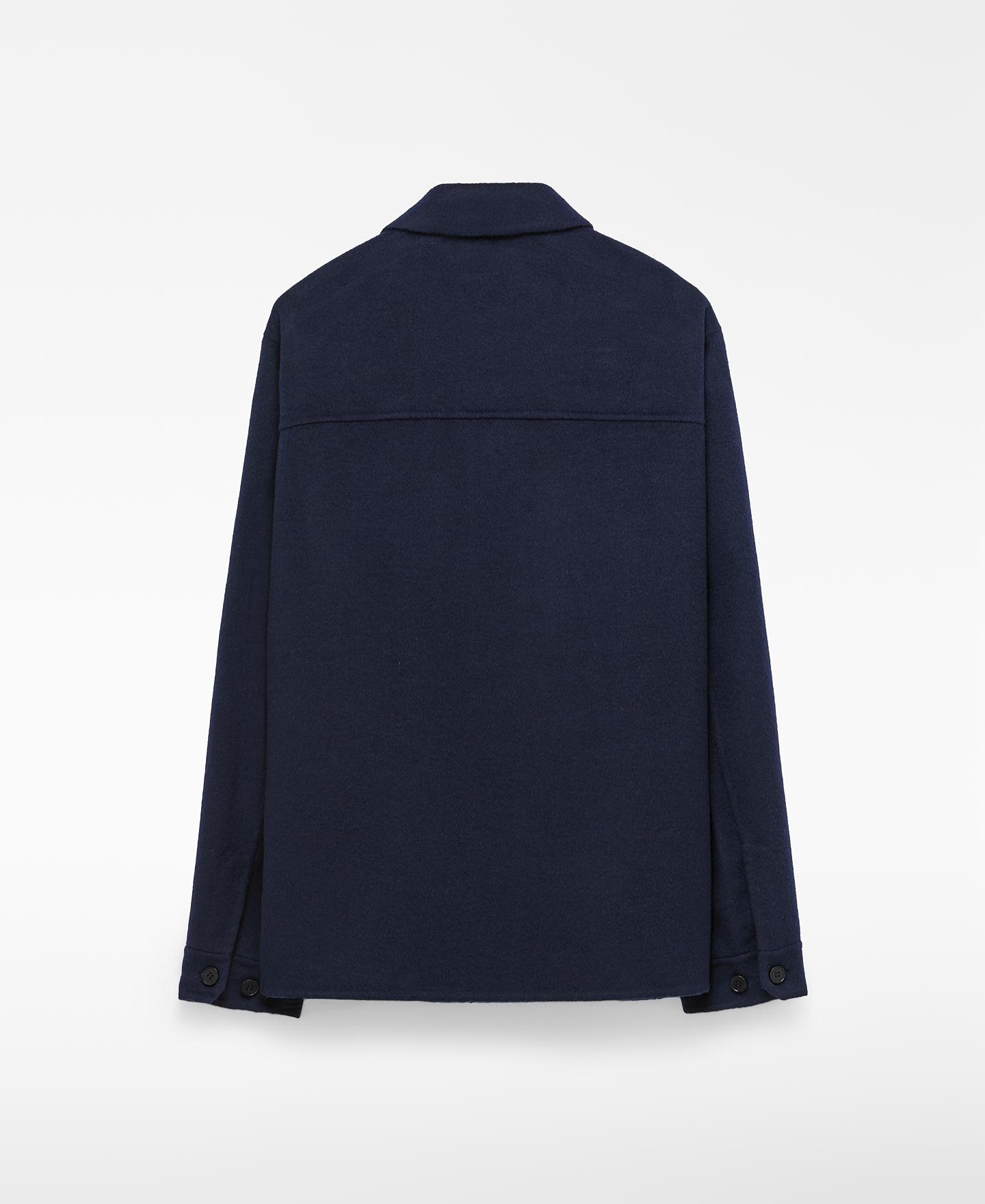 Sobrecamisa de hombre con lana doble faz y bolsillos de plastrón - Adolfo Dominguez - Azul marino Azul marino-2