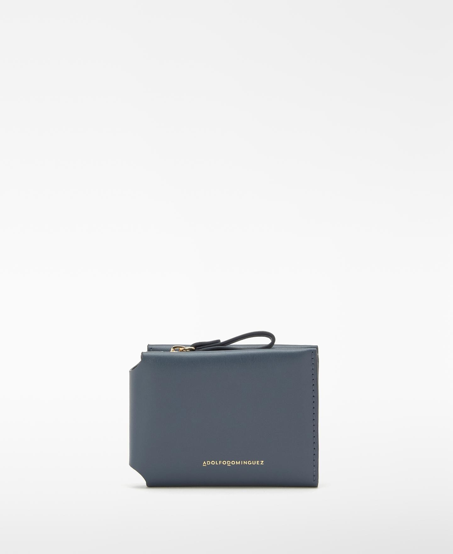 Imagen 0 de Cartera desplegable de piel de mujer Azul