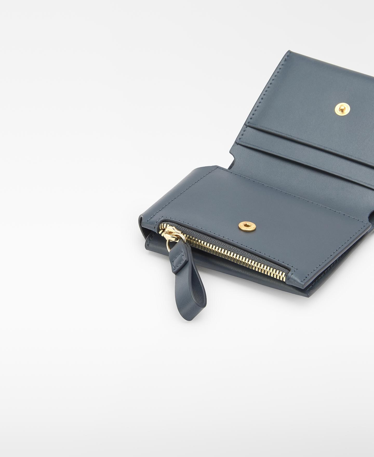 Cartera desplegable de piel de mujer - Adolfo Dominguez - Azul Azul-2