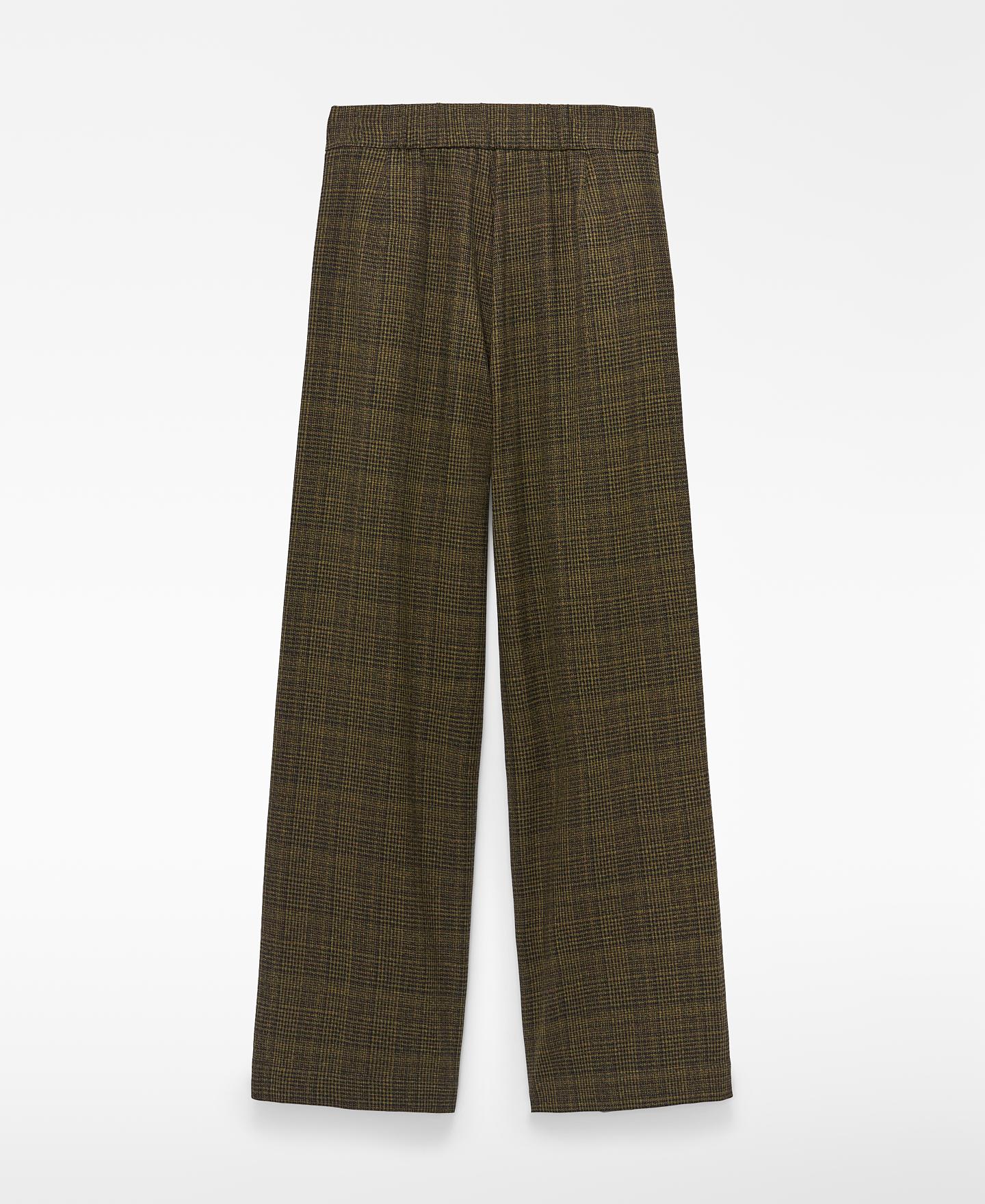 Imagen 5 de Pantalón ancho de mujer de doble pinza a cuadros - Adolfo Dominguez - Verde Verde
