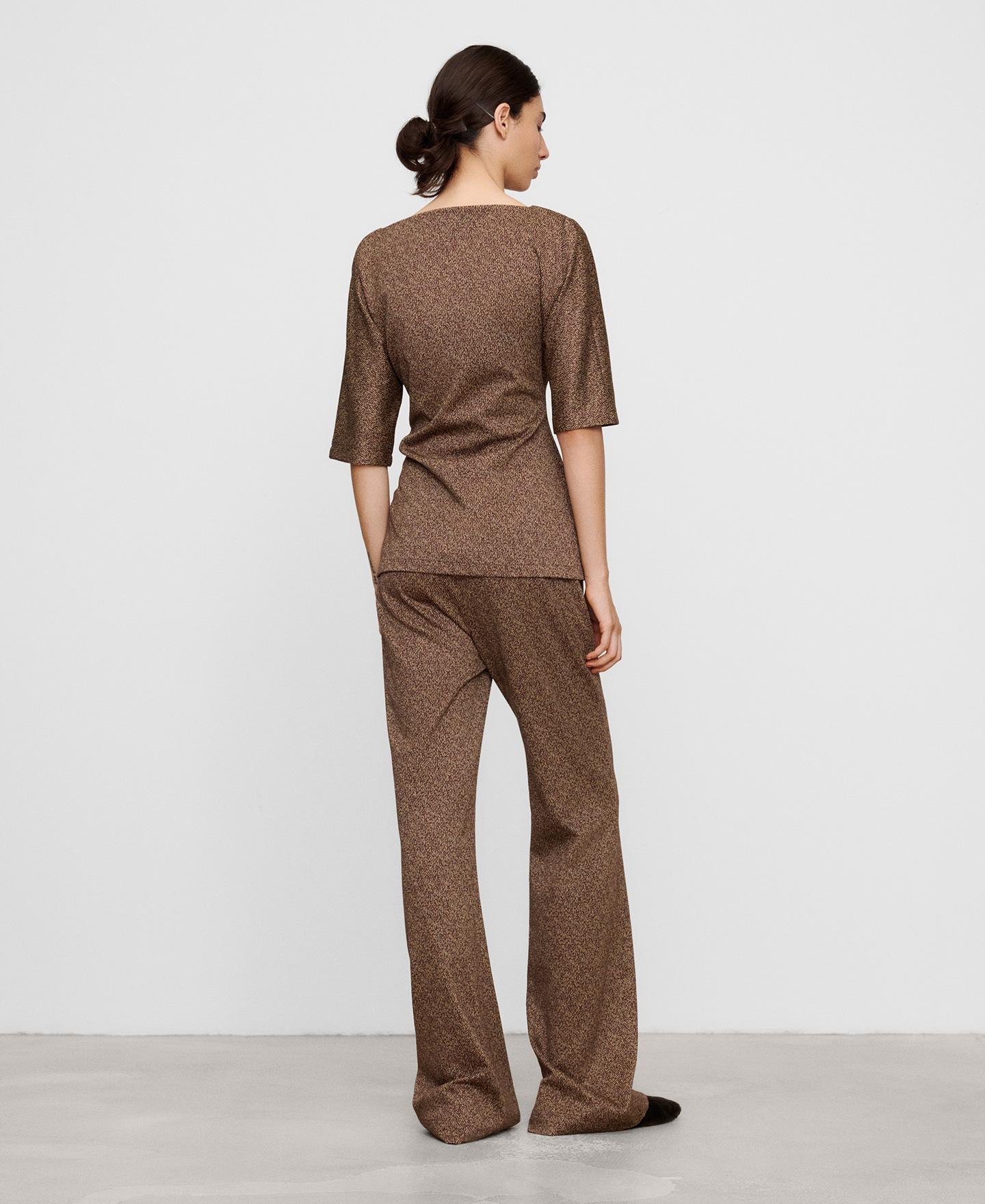 Pantalón acampanado de mujer jaspeado - Adolfo Dominguez - Marrón Marrón-3