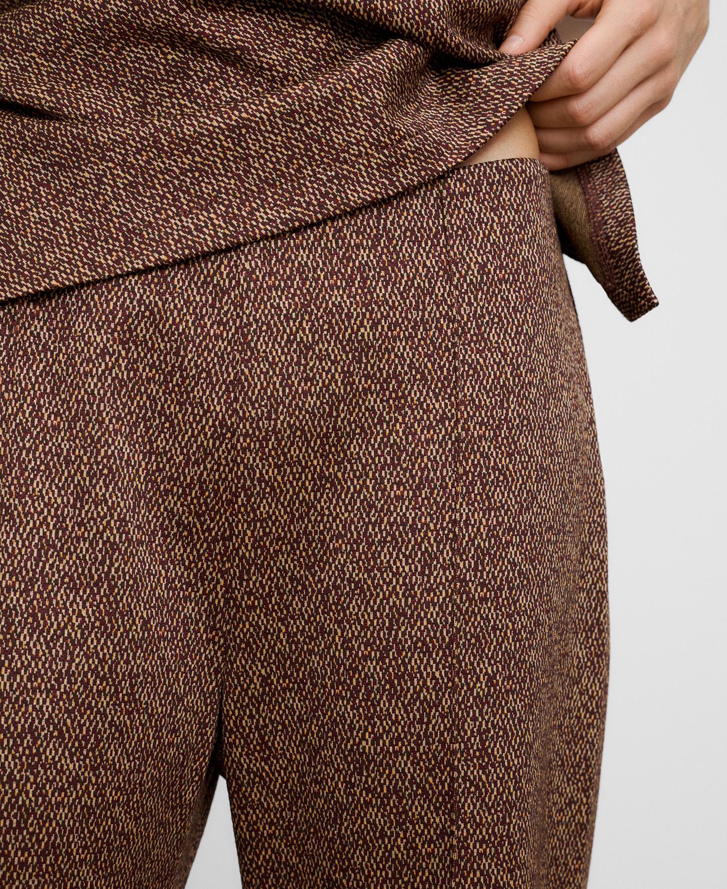 Pantalón acampanado de mujer jaspeado - Adolfo Dominguez - Marrón Marrón-4
