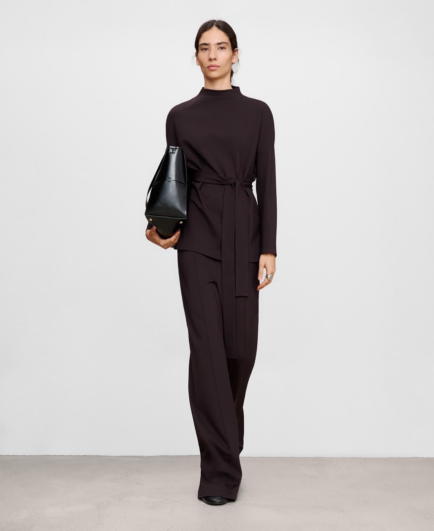 Pantalón campana de mujer con corte central - Adolfo Dominguez - Marrón Marrón-2