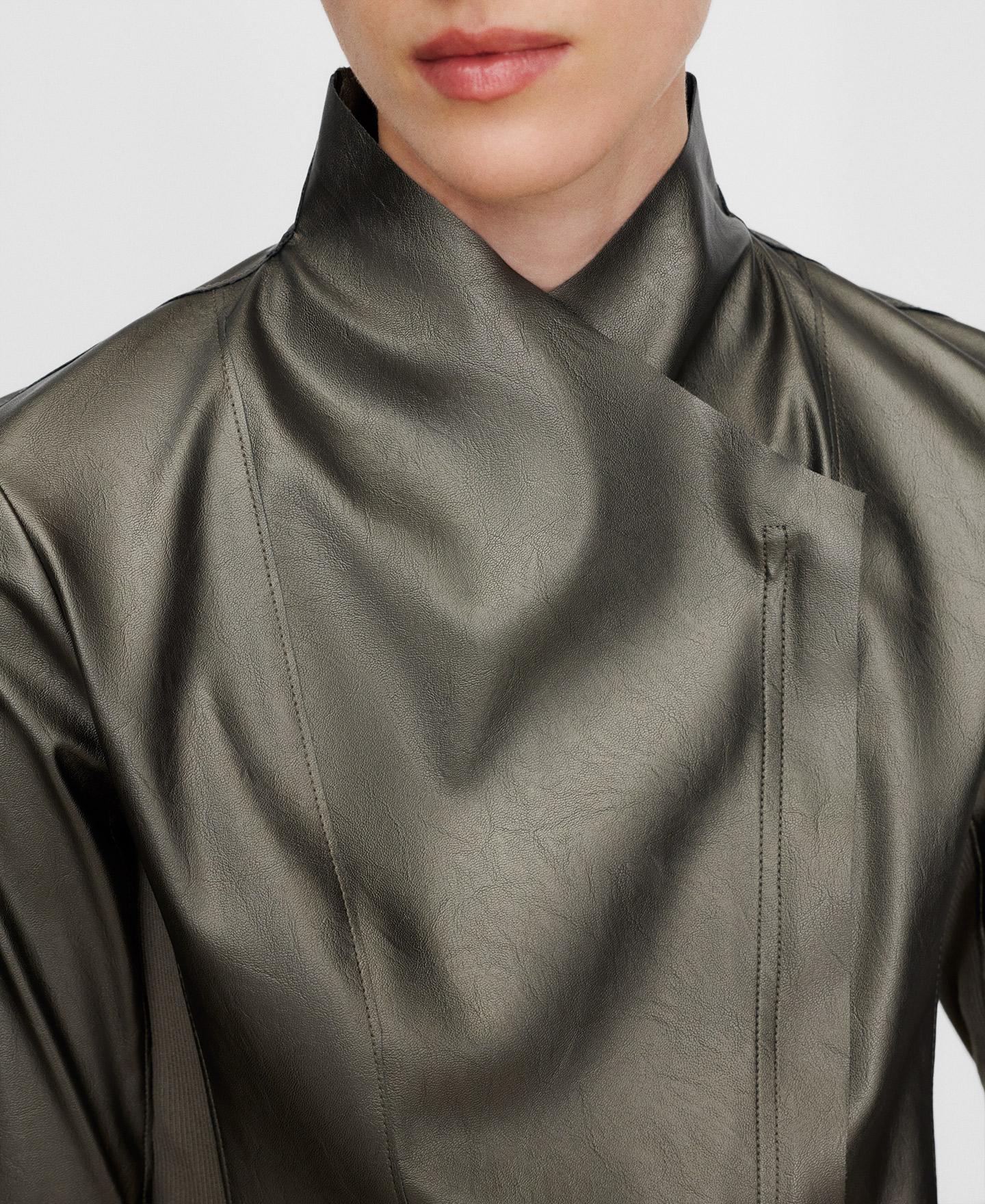 Chaqueta de mujer de corte entallado y cuello chimenea - Adolfo Dominguez - Plata Plata-4
