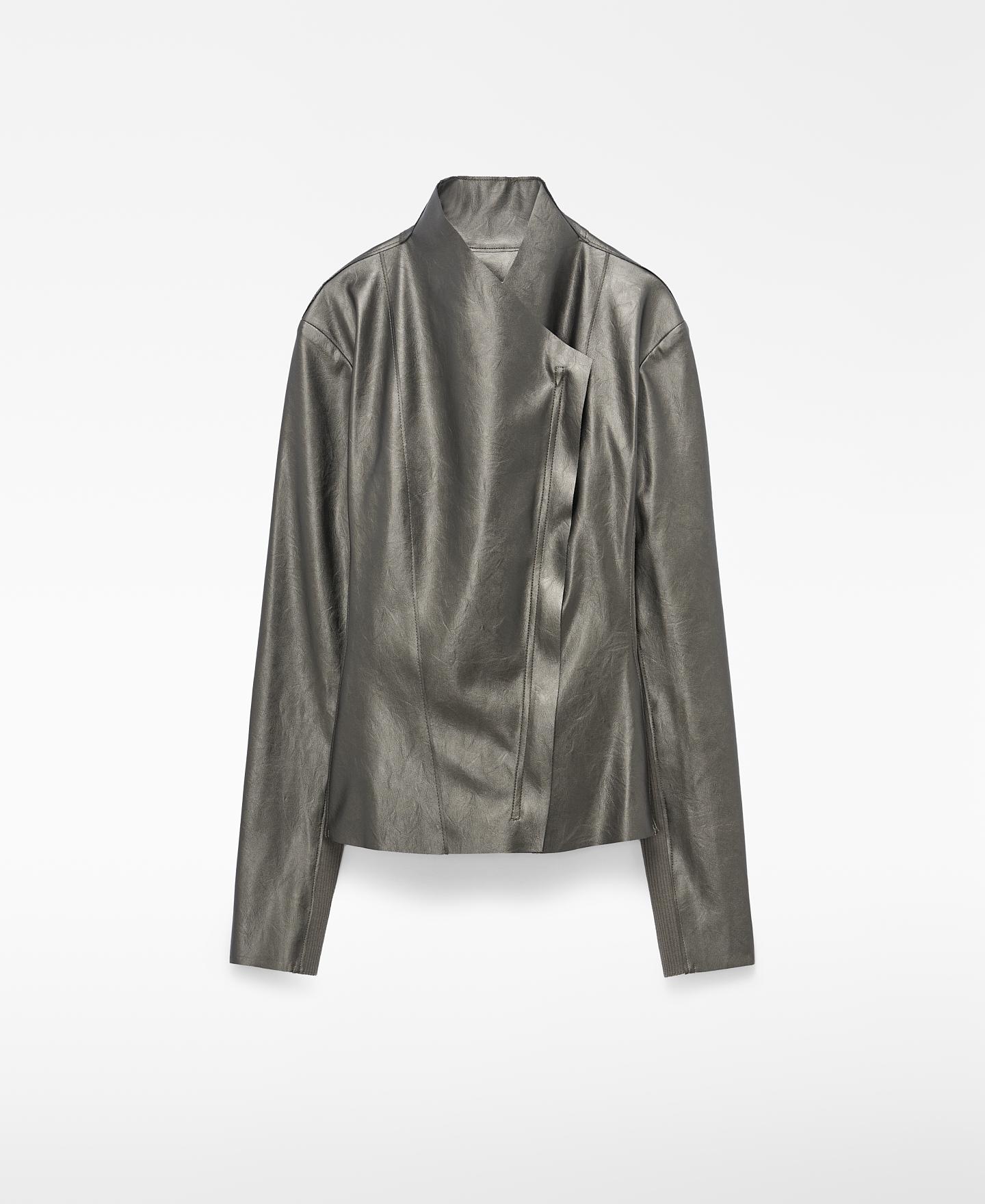 Chaqueta de mujer de corte entallado y cuello chimenea - Adolfo Dominguez - Plata Plata-5