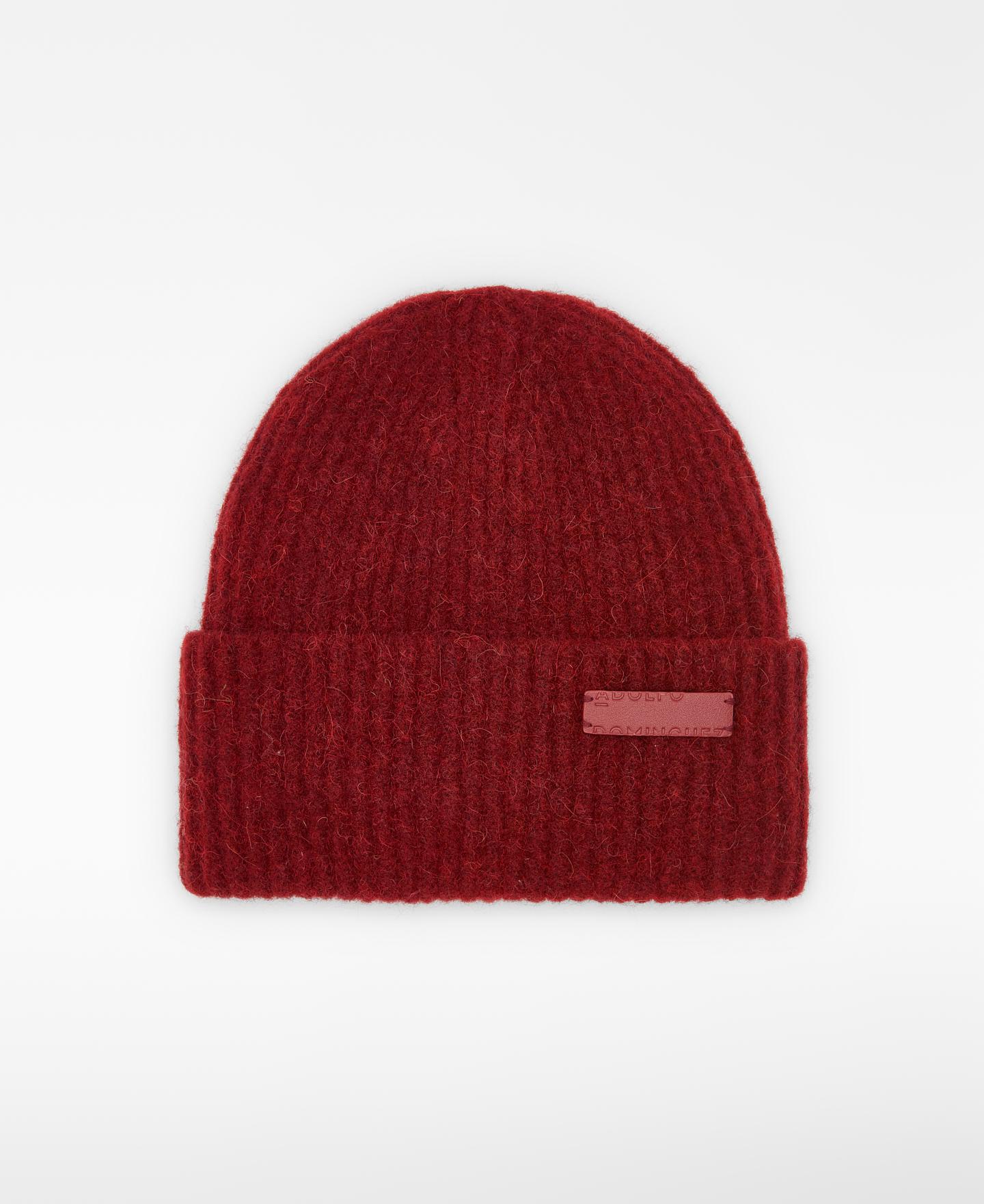 Imagen 1 de Gorro beanie de mujer en canalé con lana merino - Adolfo Dominguez - Granate Granate