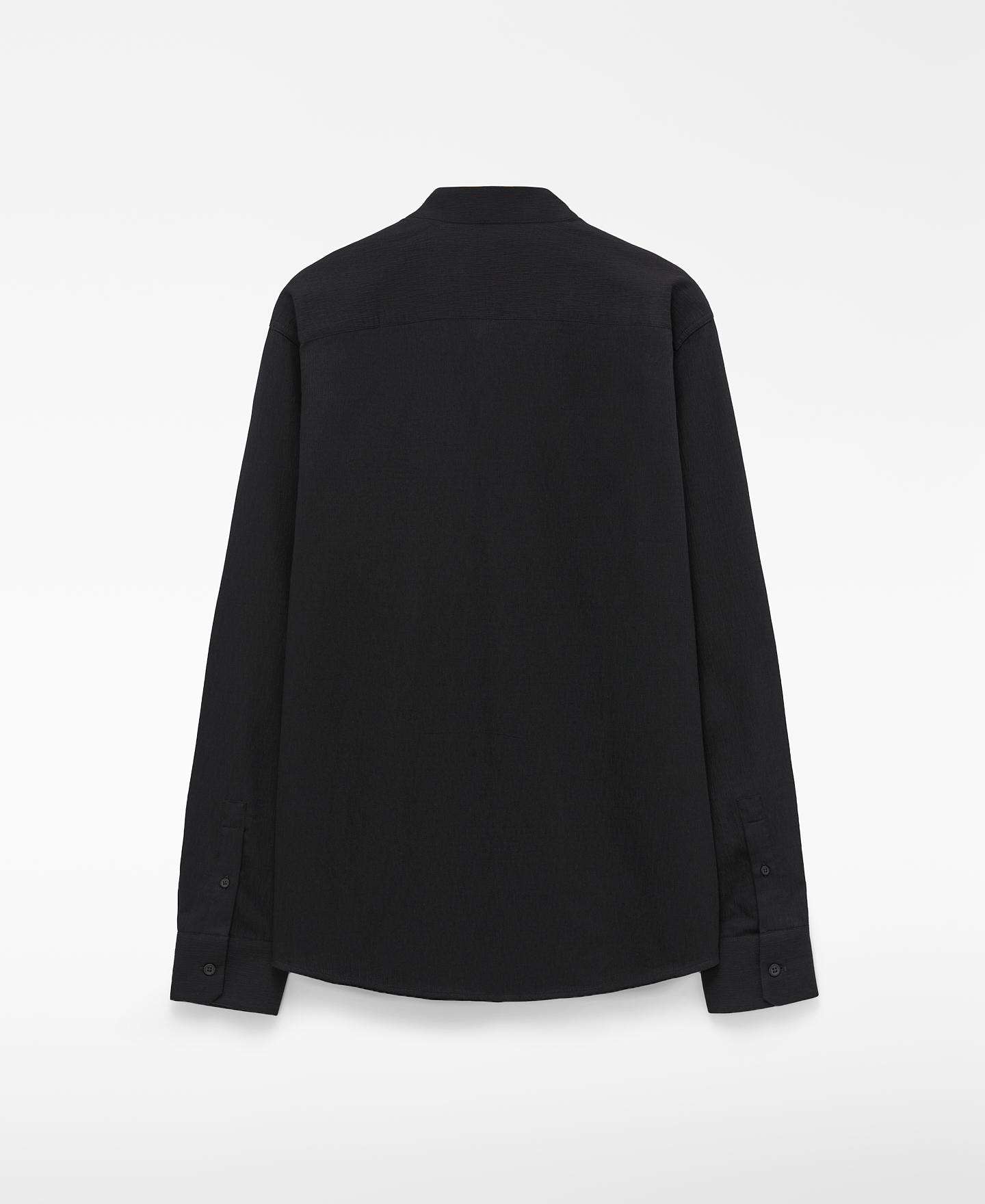 Camisa de hombre regular fit con cuello mao 100% algodón - Adolfo Dominguez - Negro Negro-2
