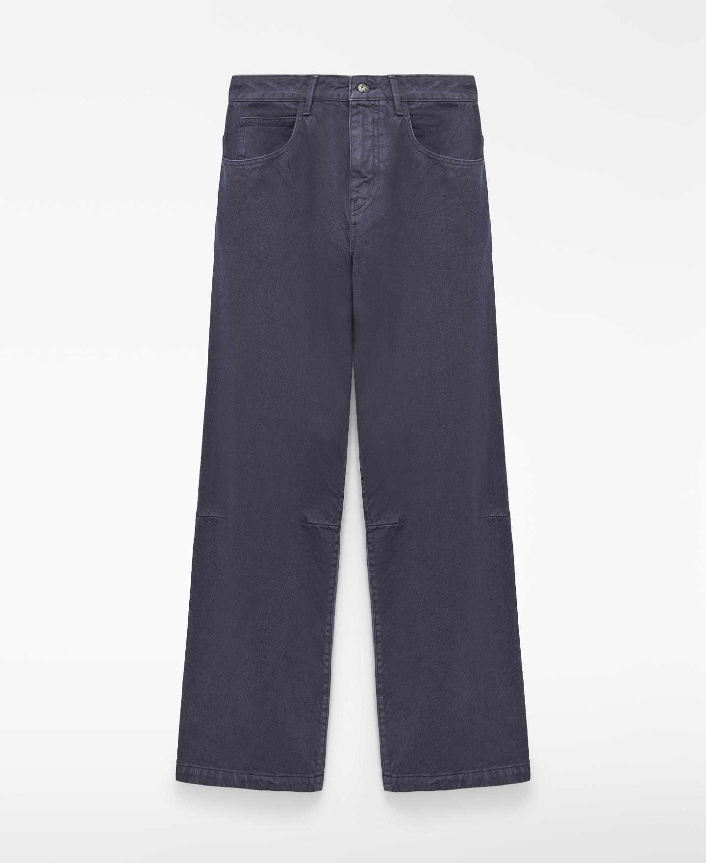 Pantalón de mujer ancho con detalle de cortes horizontales en rodilla - Adolfo Dominguez - Gris oscuro Gris oscuro-6