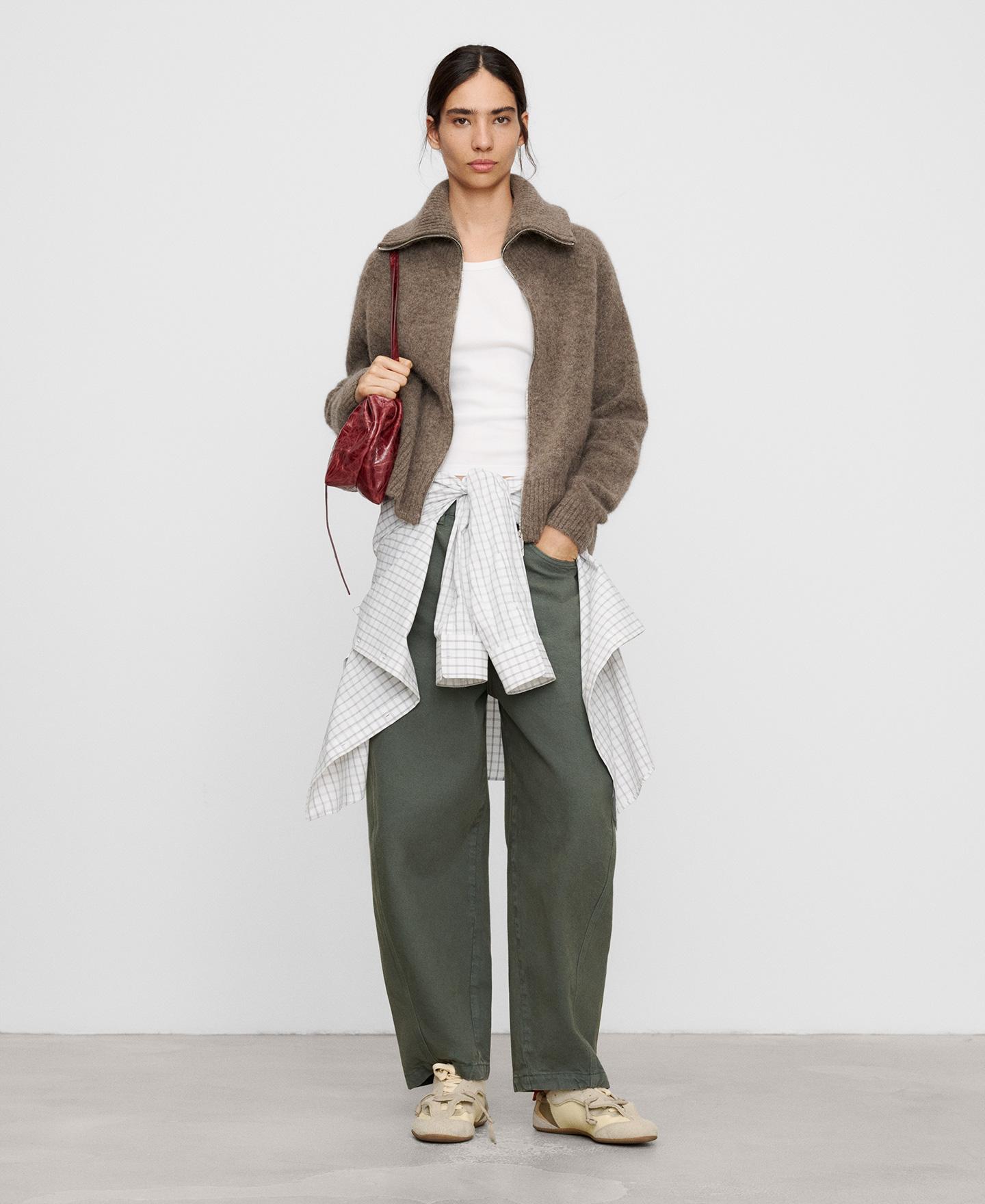 Chaqueta de mujer con alpaca y cuello vuelto - Adolfo Dominguez - Marrón Marrón-2