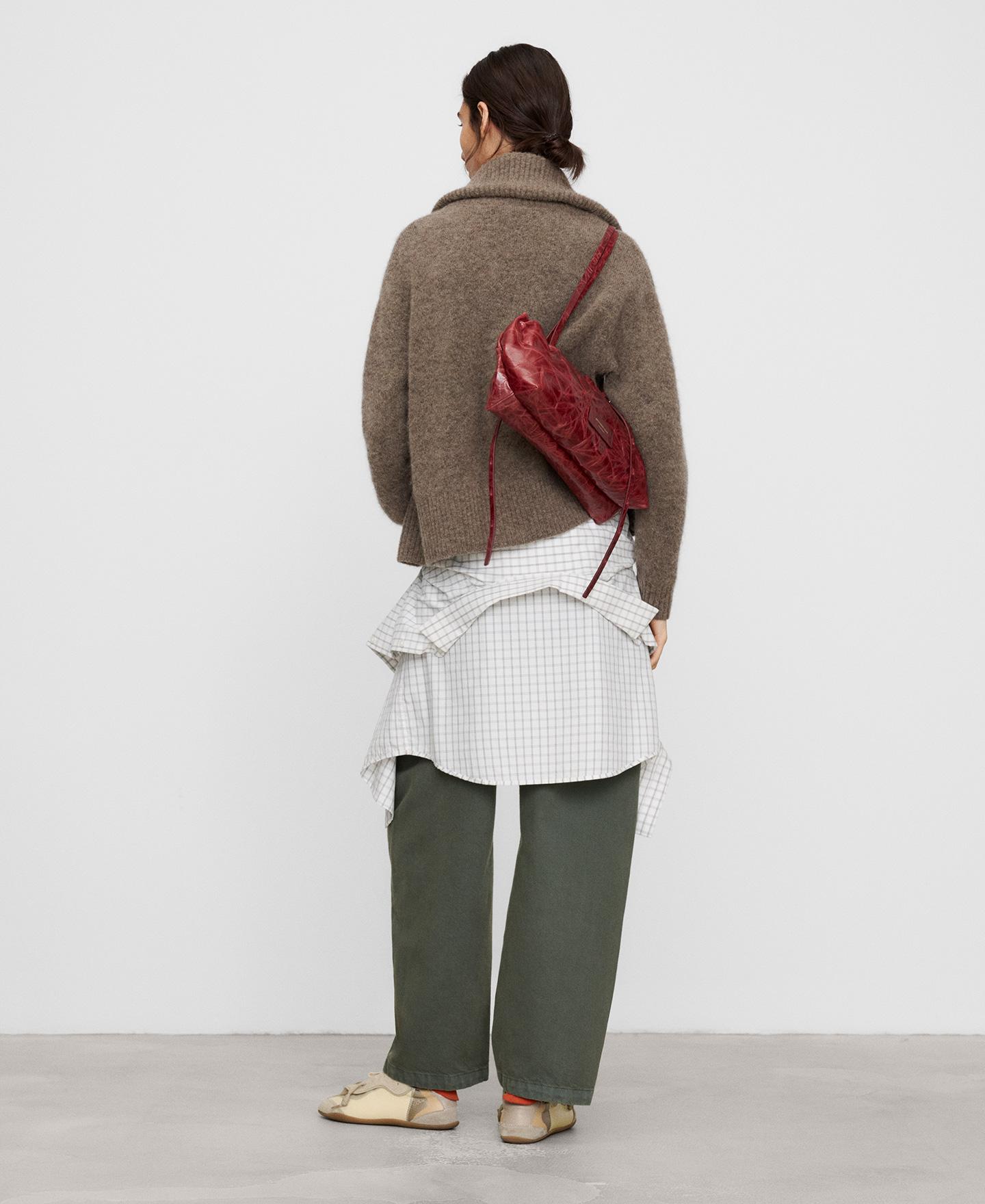Chaqueta de mujer con alpaca y cuello vuelto - Adolfo Dominguez - Marrón Marrón-3