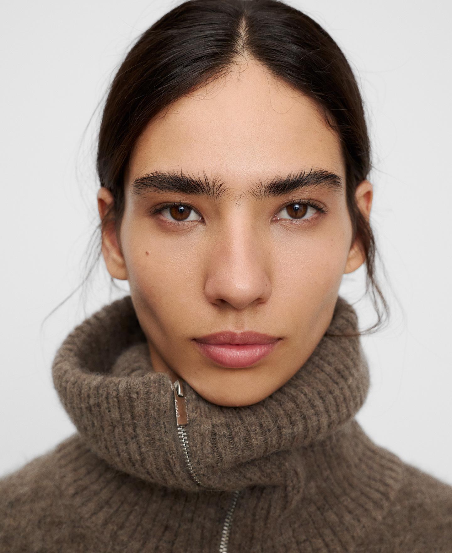 Chaqueta de mujer con alpaca y cuello vuelto - Adolfo Dominguez - Marrón Marrón-4