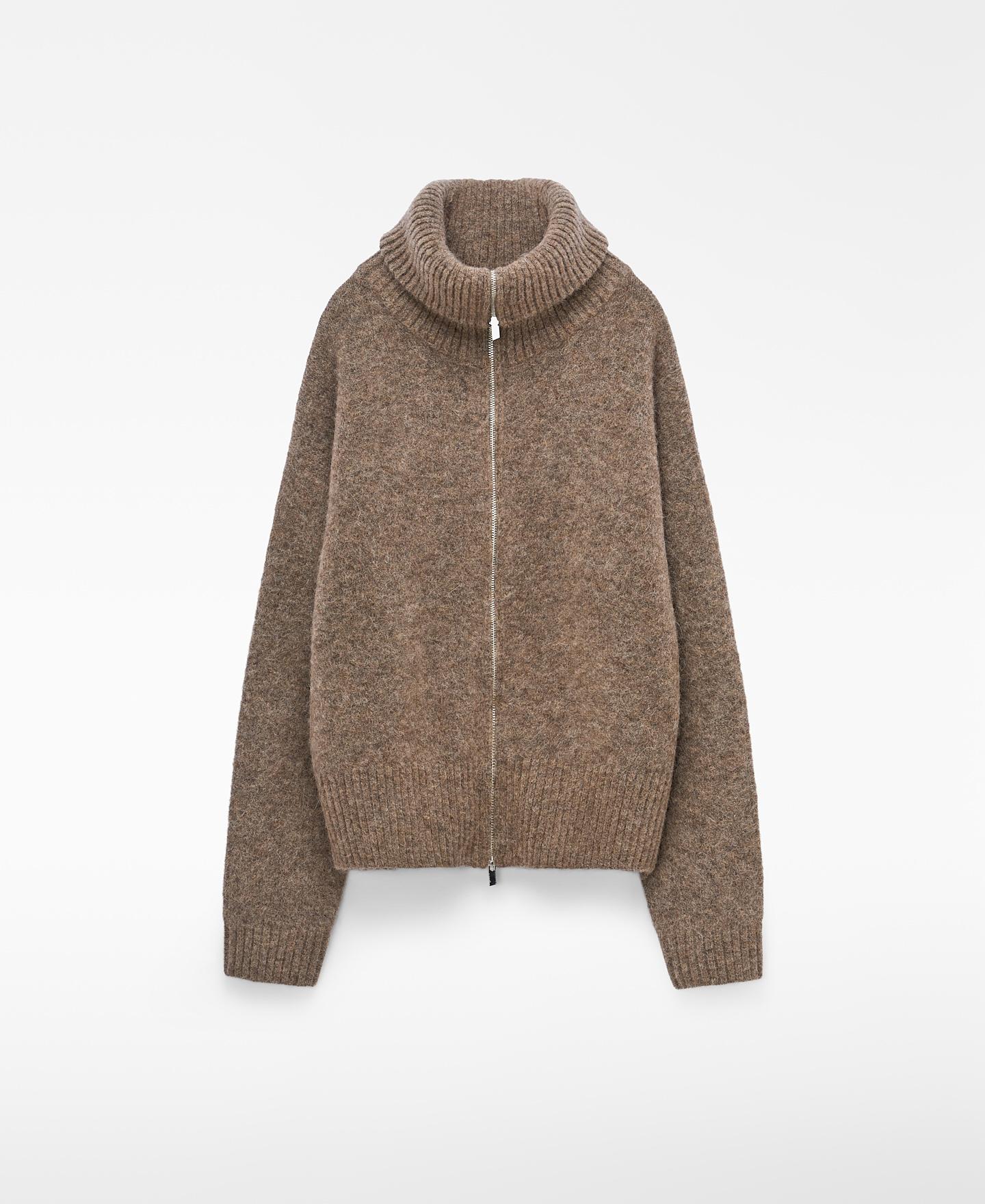 Chaqueta de mujer con alpaca y cuello vuelto - Adolfo Dominguez - Marrón Marrón-6