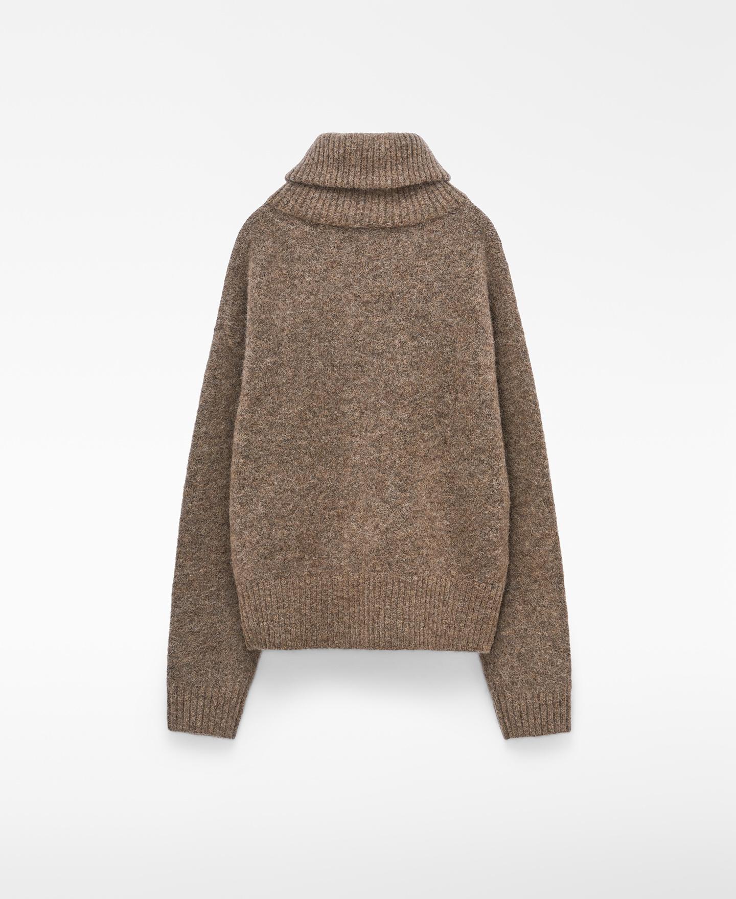 Chaqueta de mujer con alpaca y cuello vuelto - Adolfo Dominguez - Marrón Marrón-5