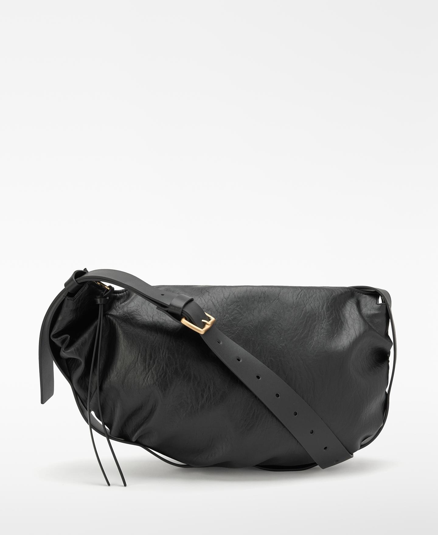Imagen 0 de Bolso de hombro doce con textura craquelada Negro