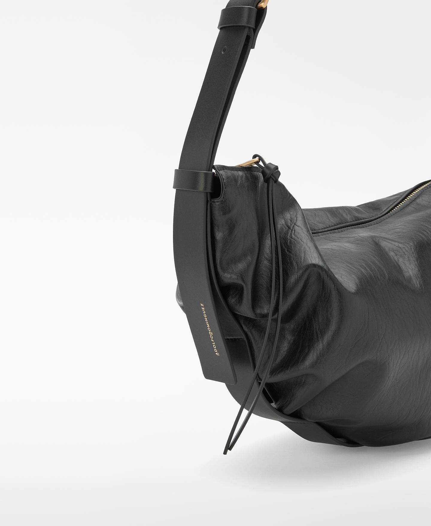 Bolso de hombro doce con textura craquelada - Adolfo Dominguez - Negro Negro-4