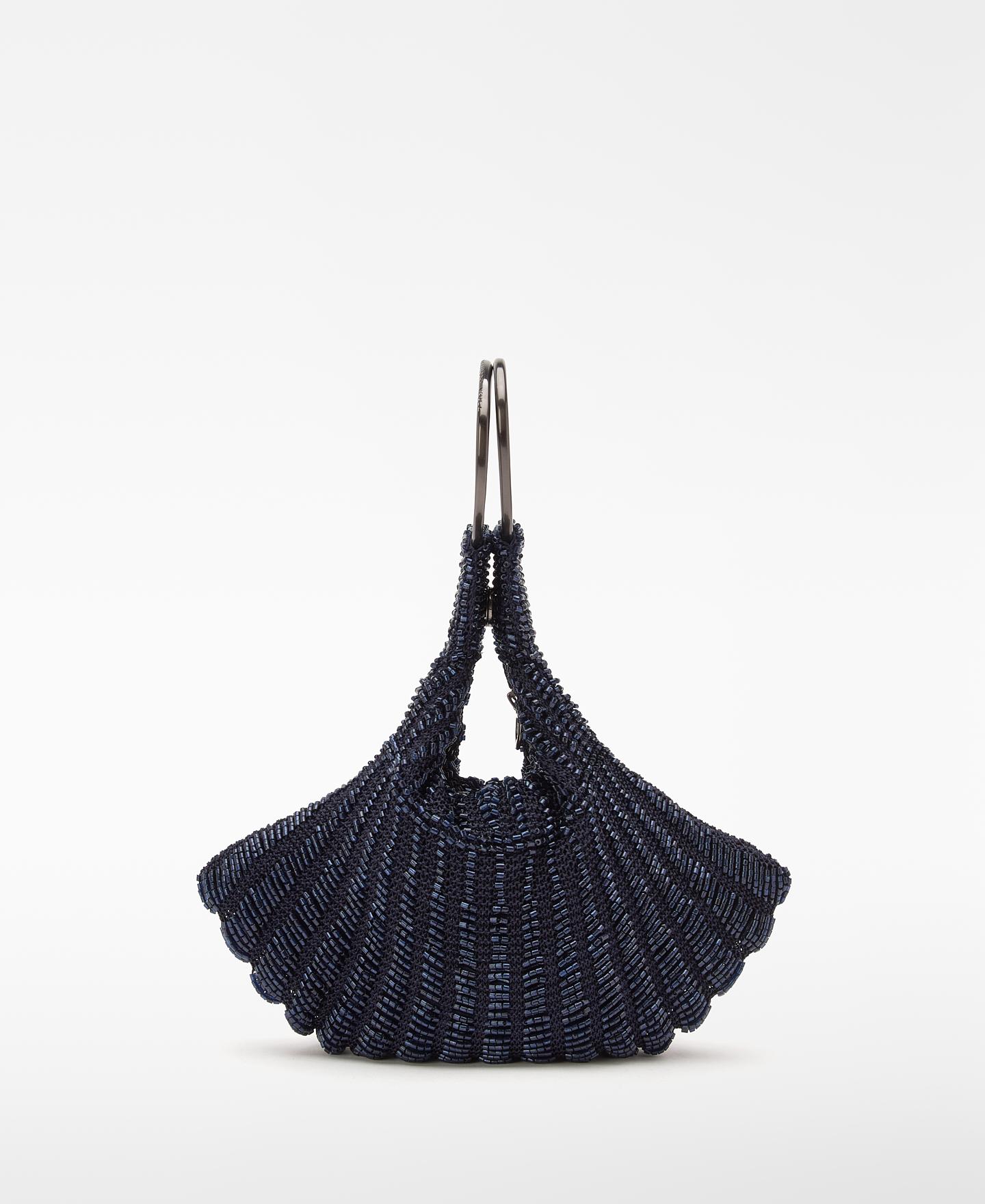 Bolso de mano de mujer de coctel con cristales - Adolfo Dominguez - Azul Azul-2