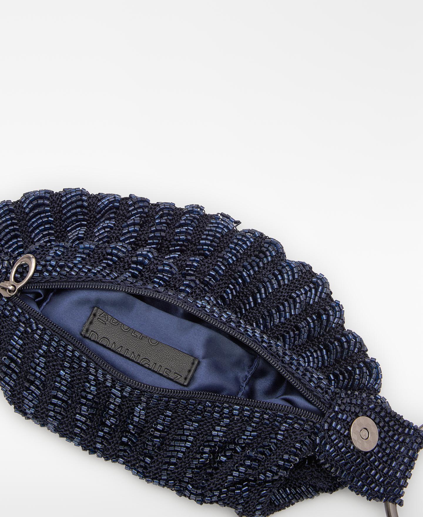 Bolso de mano de mujer de coctel con cristales - Adolfo Dominguez - Azul Azul-3