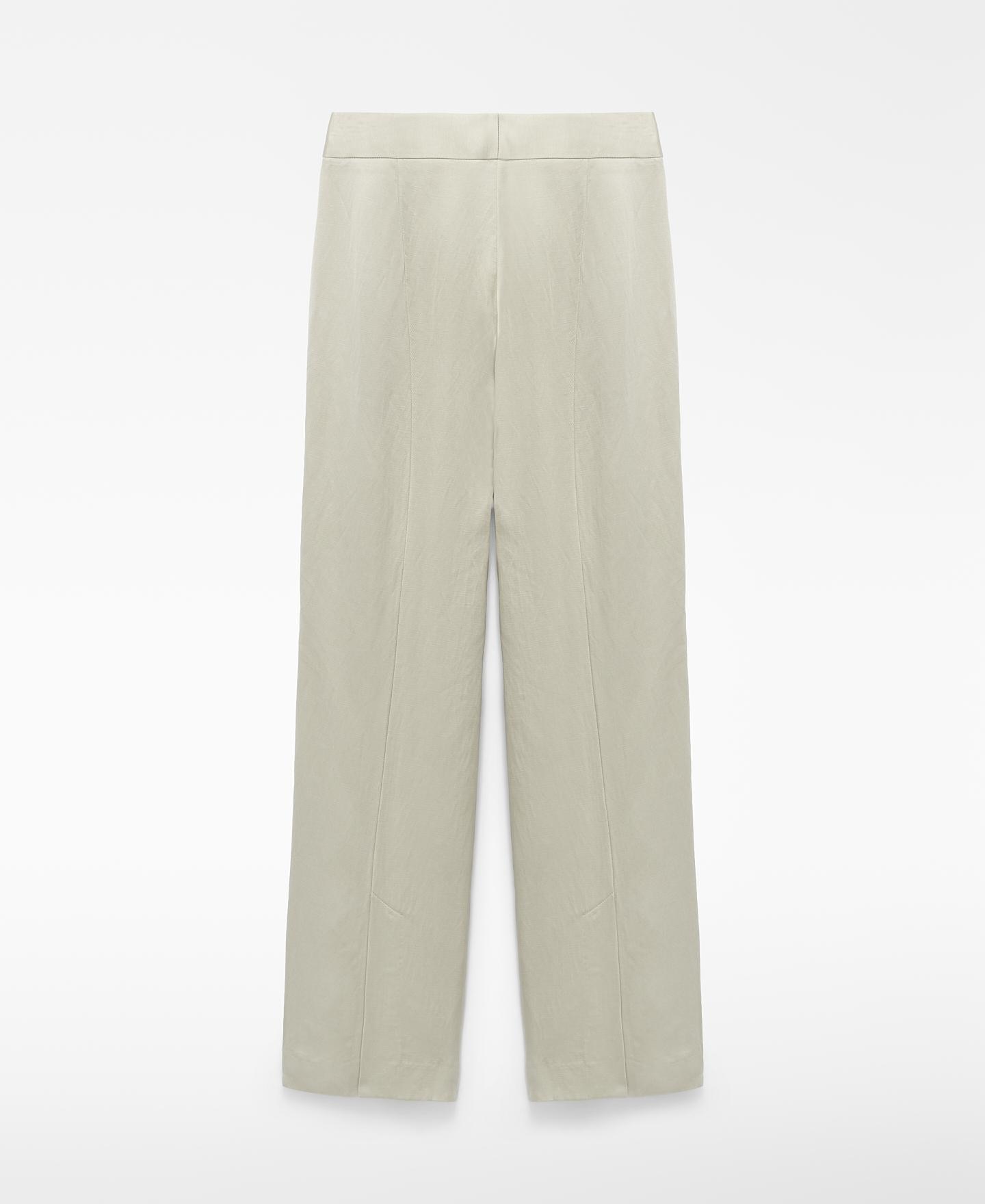 Pantalón recto de mujer en lino con costura central - Adolfo Dominguez - Marrón Marrón-5