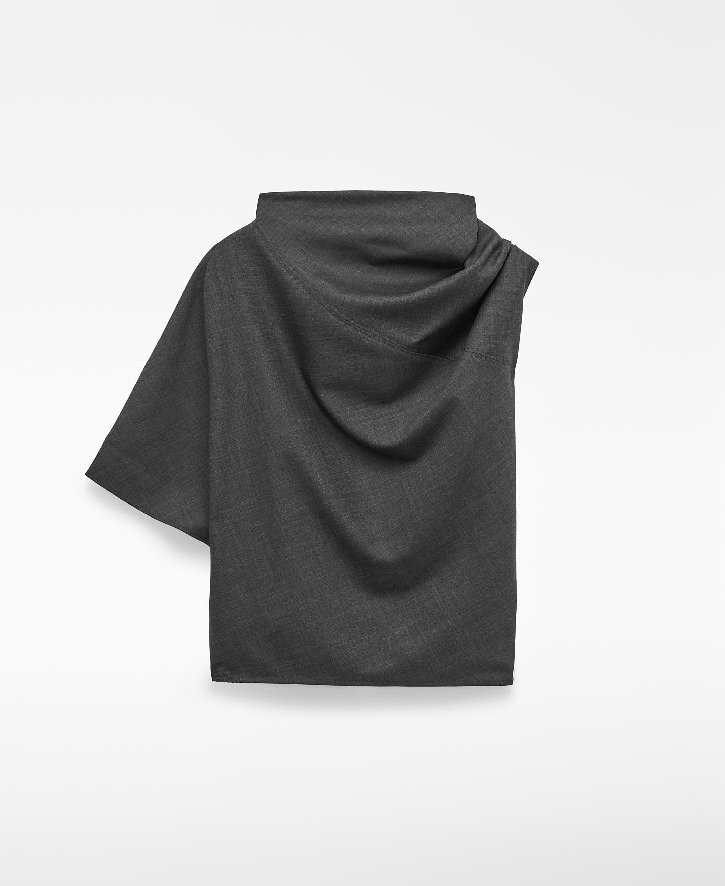 Top asimétrico de mujer con cuello drapeado - Adolfo Dominguez - Gris Gris-5