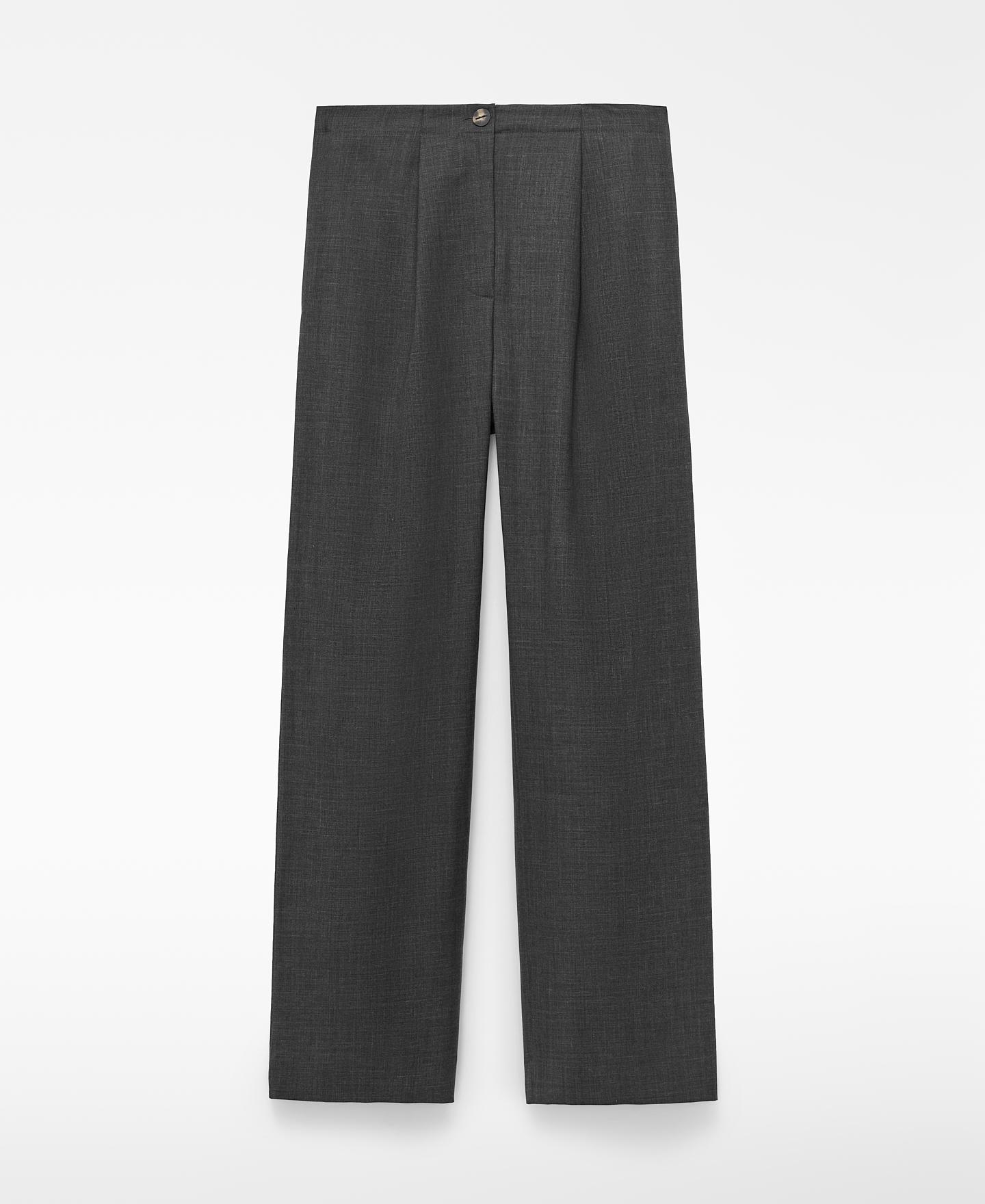 Pantalón ancho de mujer con lana merino - Adolfo Dominguez - Gris Gris-6