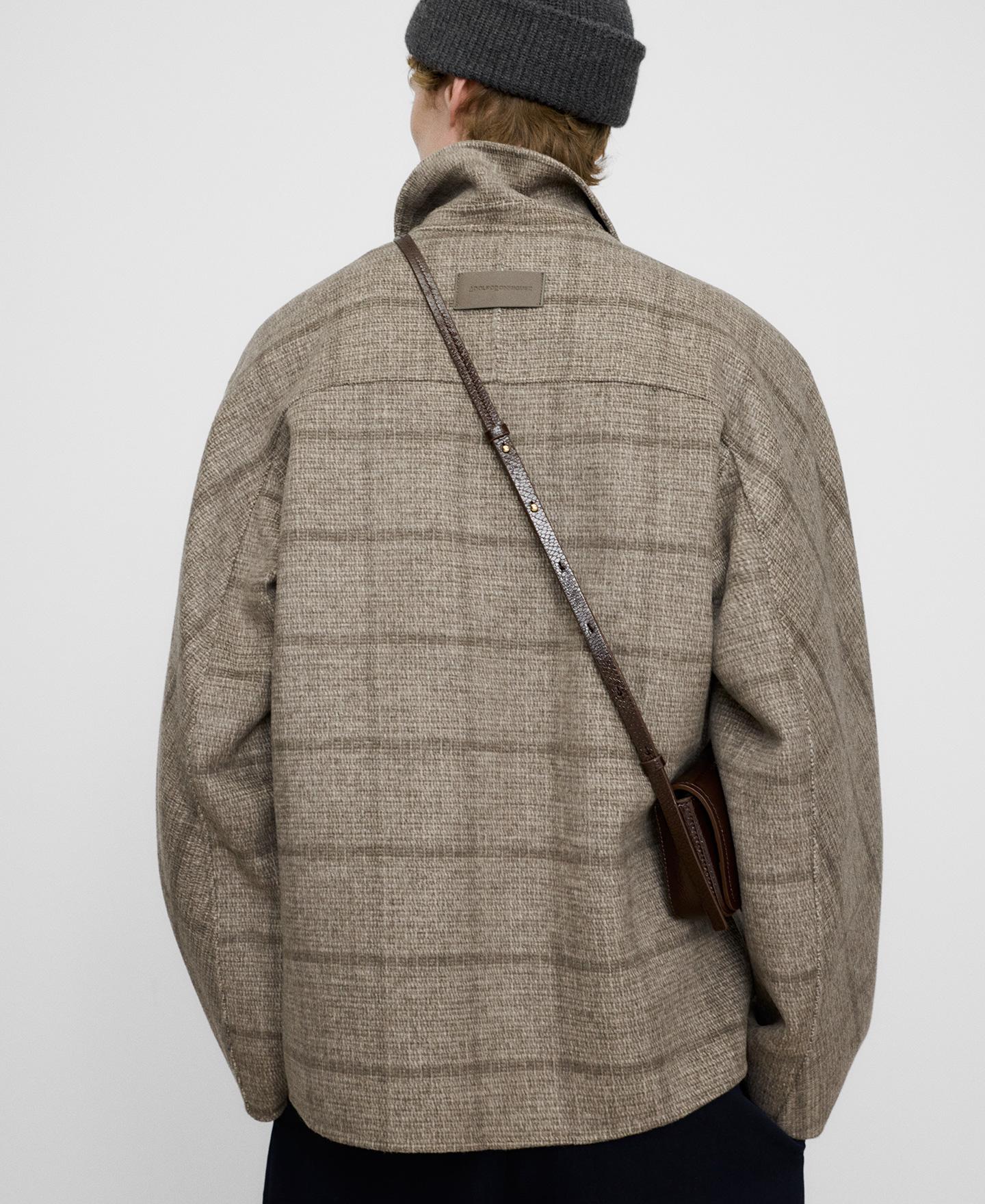 Chaqueta de hombre con lana doble faz con cuello italiano - Adolfo Dominguez - Marrón Marrón-3
