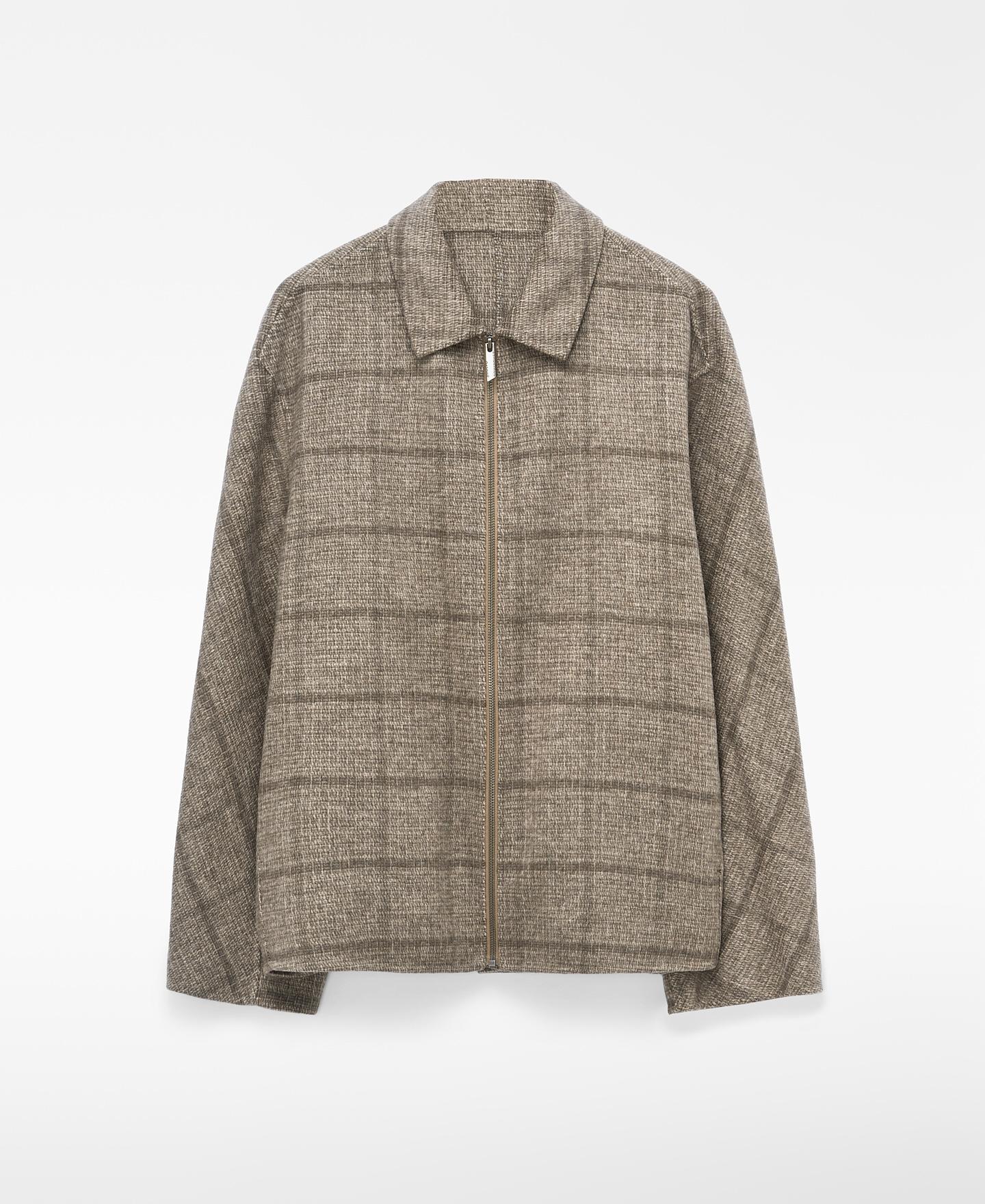 Chaqueta de hombre con lana doble faz con cuello italiano - Adolfo Dominguez - Marrón Marrón-6