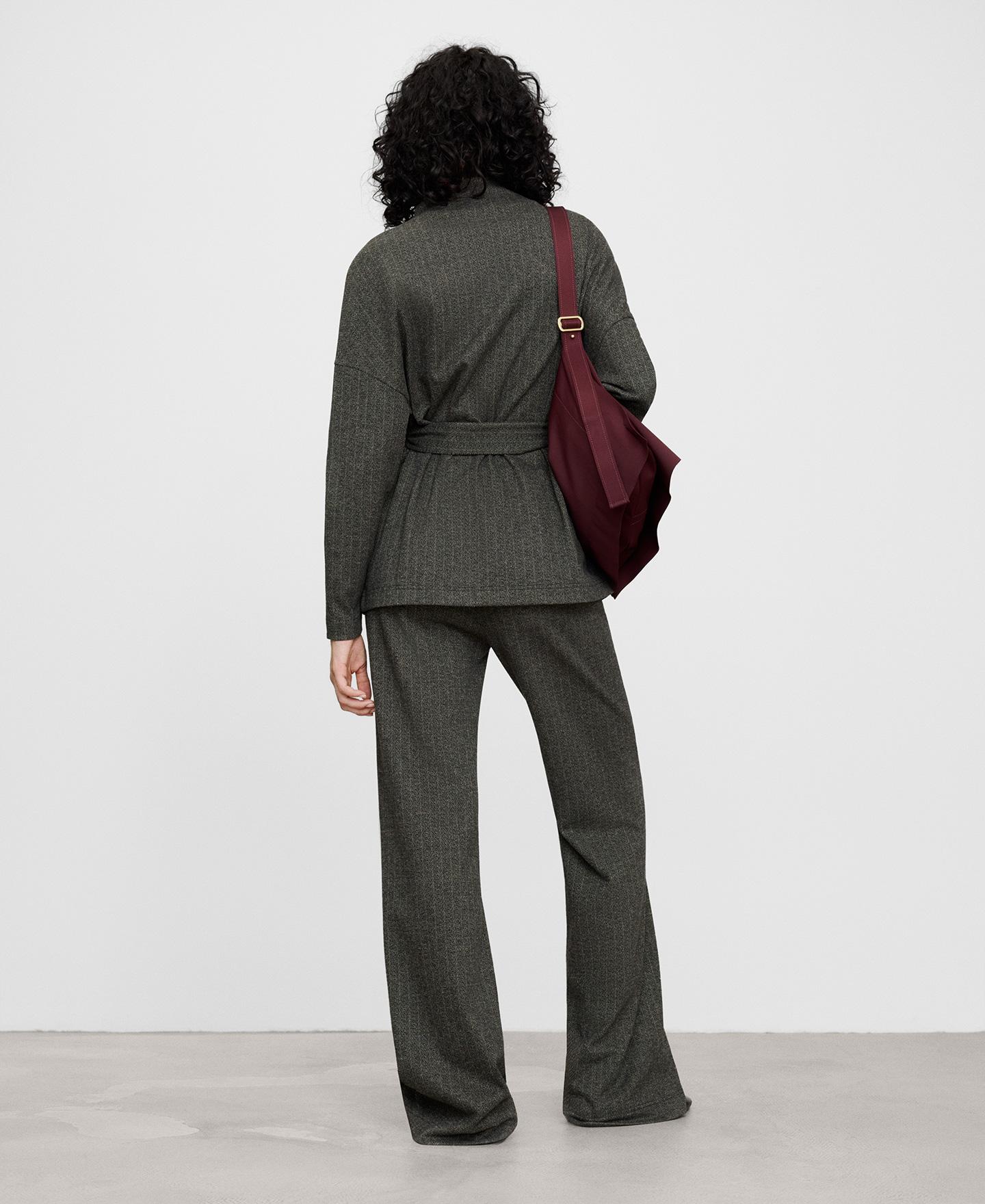 Pantalón de mujer campana jaspeado - Adolfo Dominguez - Gris oscuro Gris oscuro-3
