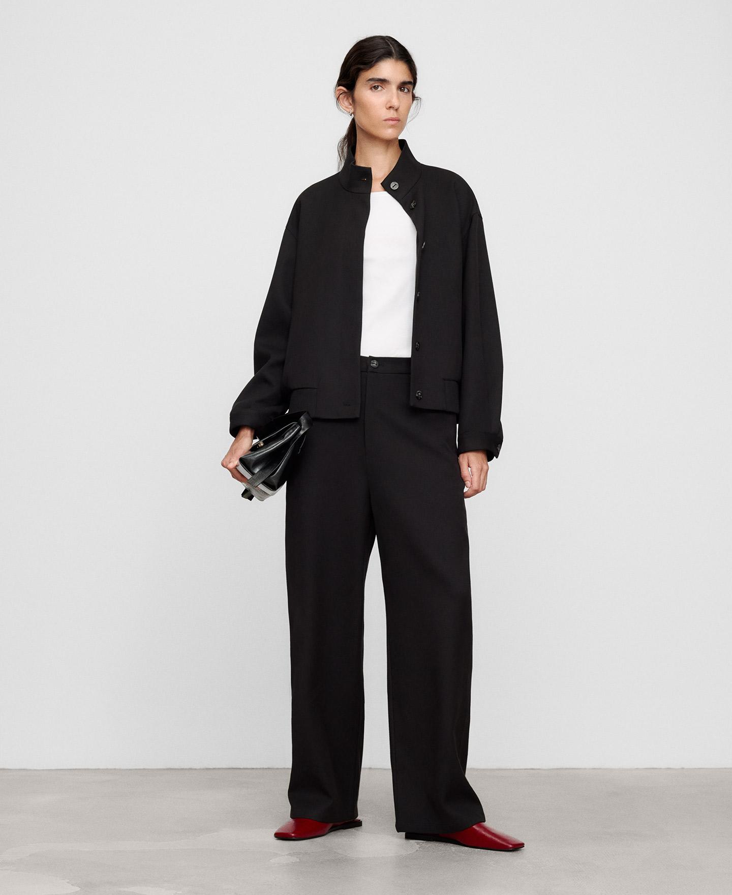 Bomber de mujer con lana y cuello tira - Adolfo Dominguez - Negro Negro-2