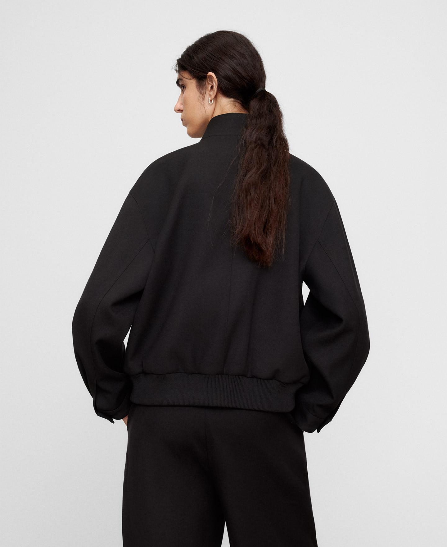 Bomber de mujer con lana y cuello tira - Adolfo Dominguez - Negro Negro-3
