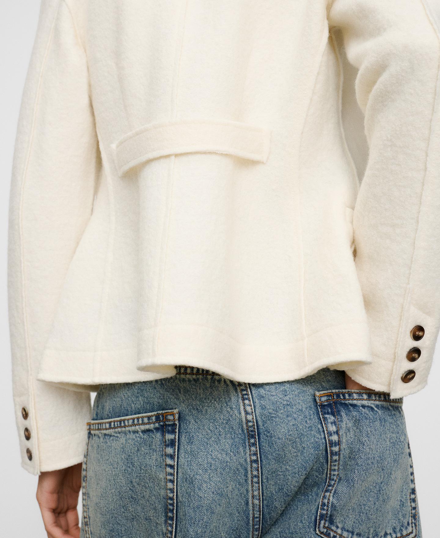 Chaqueta entallada de mujer con lana merino - Adolfo Dominguez - Natural Natural-4