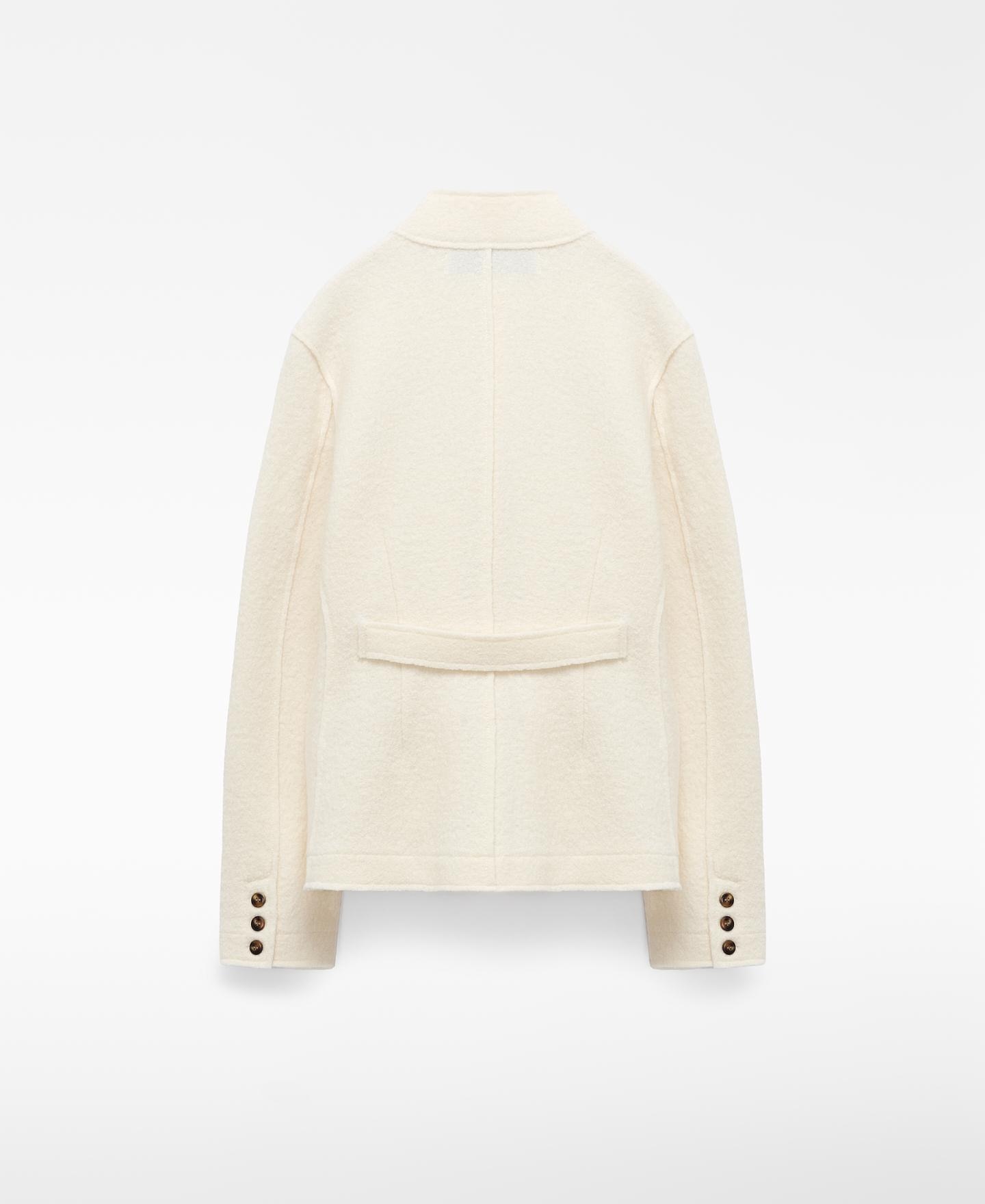 Chaqueta entallada de mujer con lana merino - Adolfo Dominguez - Natural Natural-5
