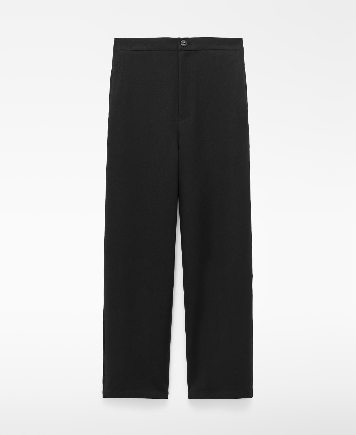 Pantalón ancho de mujer tipo barrel fit con lana - Adolfo Dominguez - Negro Negro-6