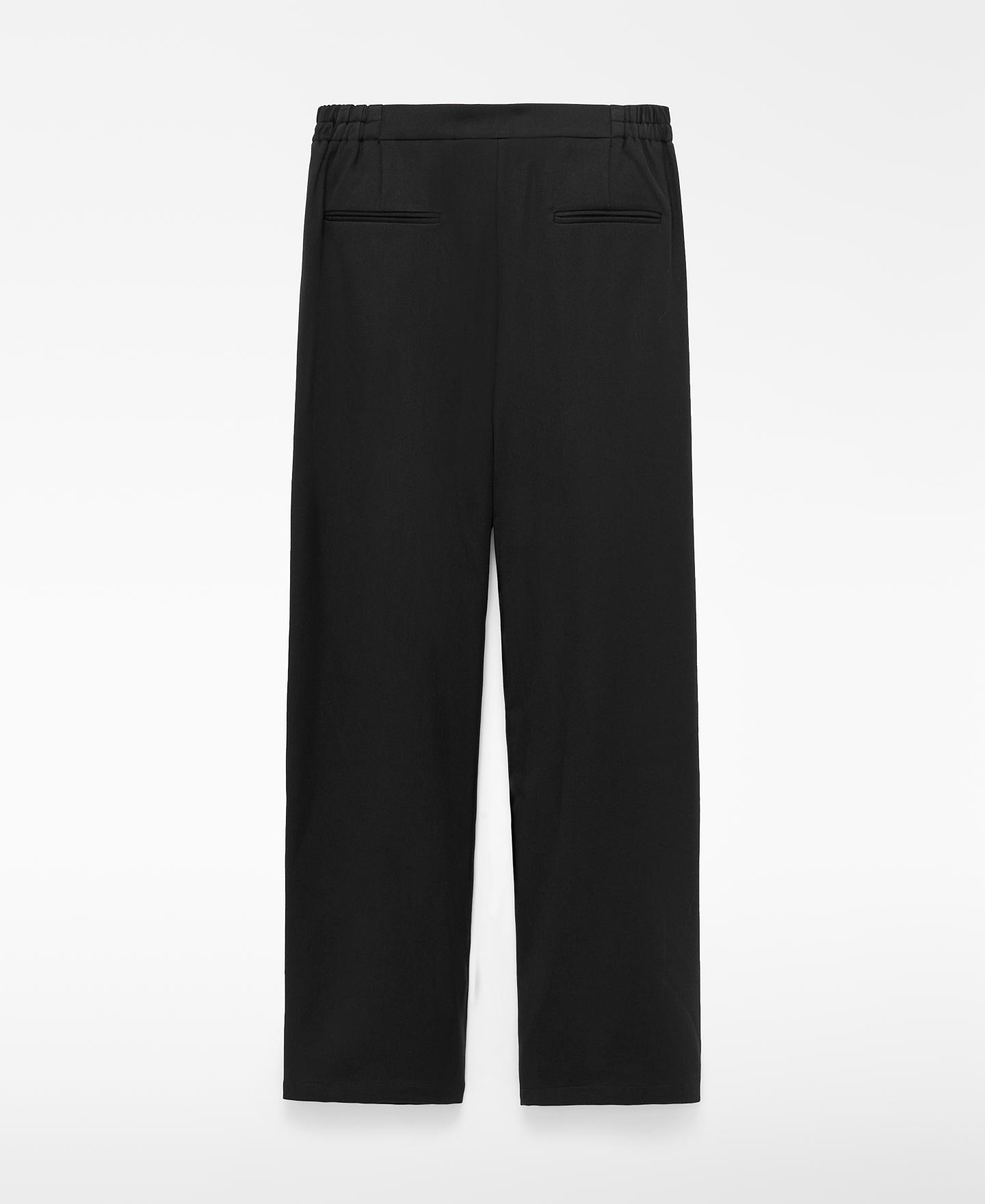 Pantalón ancho de mujer tipo barrel fit con lana - Adolfo Dominguez - Negro Negro-5