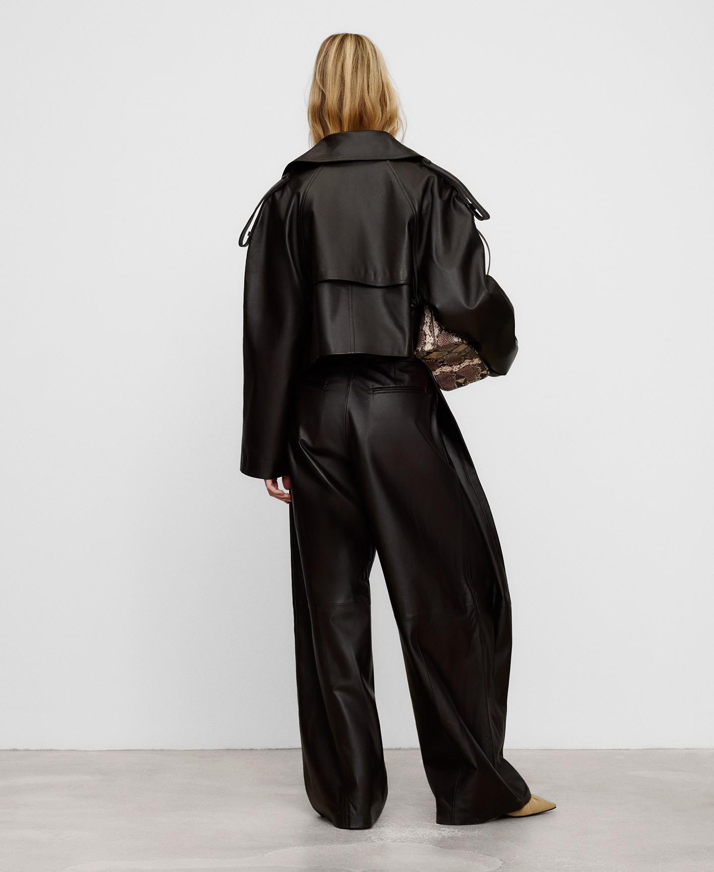 Imagen 3 de Pantalón ancho de mujer tipo baggy de piel - Adolfo Dominguez - Marrón Marrón