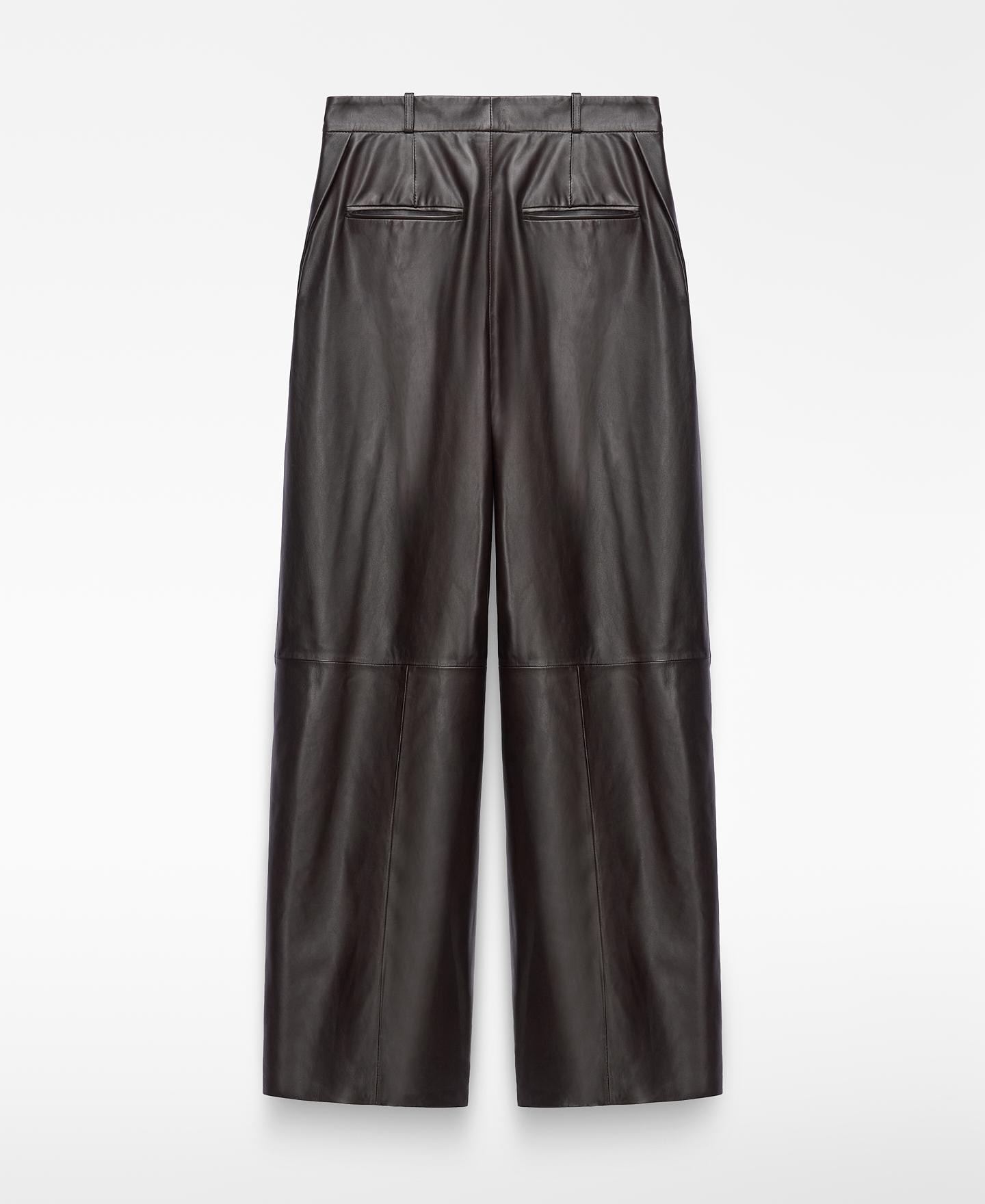 Imagen 5 de Pantalón ancho de mujer tipo baggy de piel - Adolfo Dominguez - Marrón Marrón