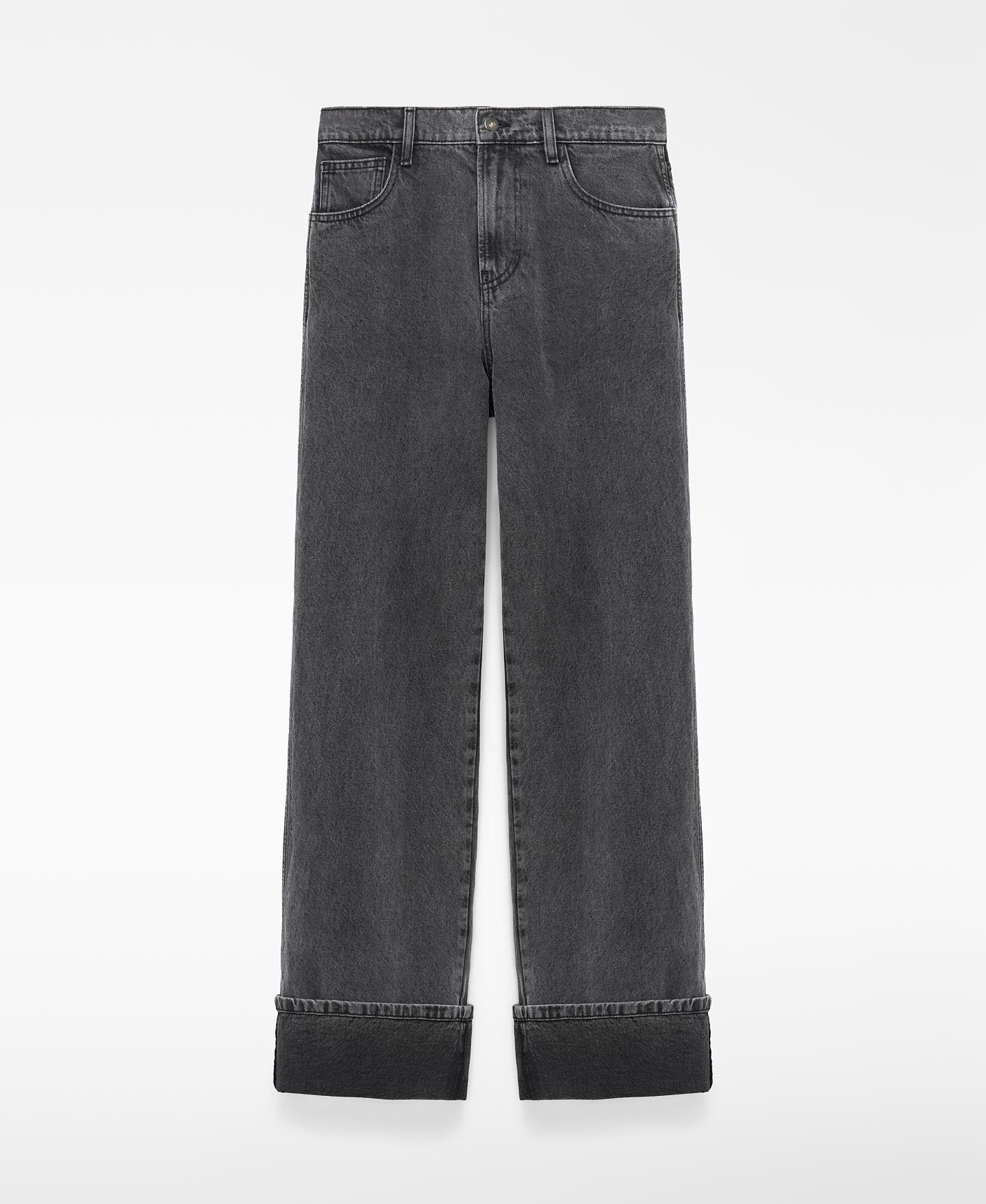 Vaquero de mujer recto denim efecto lavado - Adolfo Dominguez - Gris oscuro Gris oscuro-7