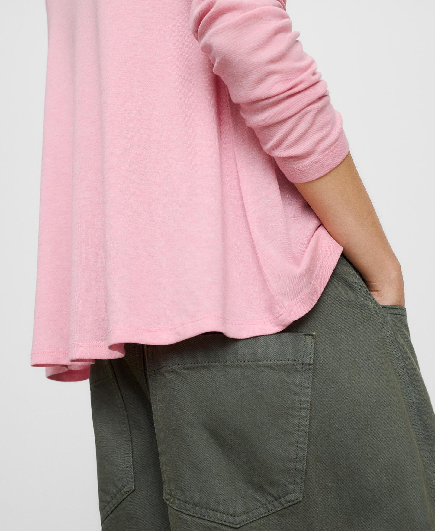 Camiseta de manga larga de mujer evasé con cuello redondo - Adolfo Dominguez - Rosa Rosa-4