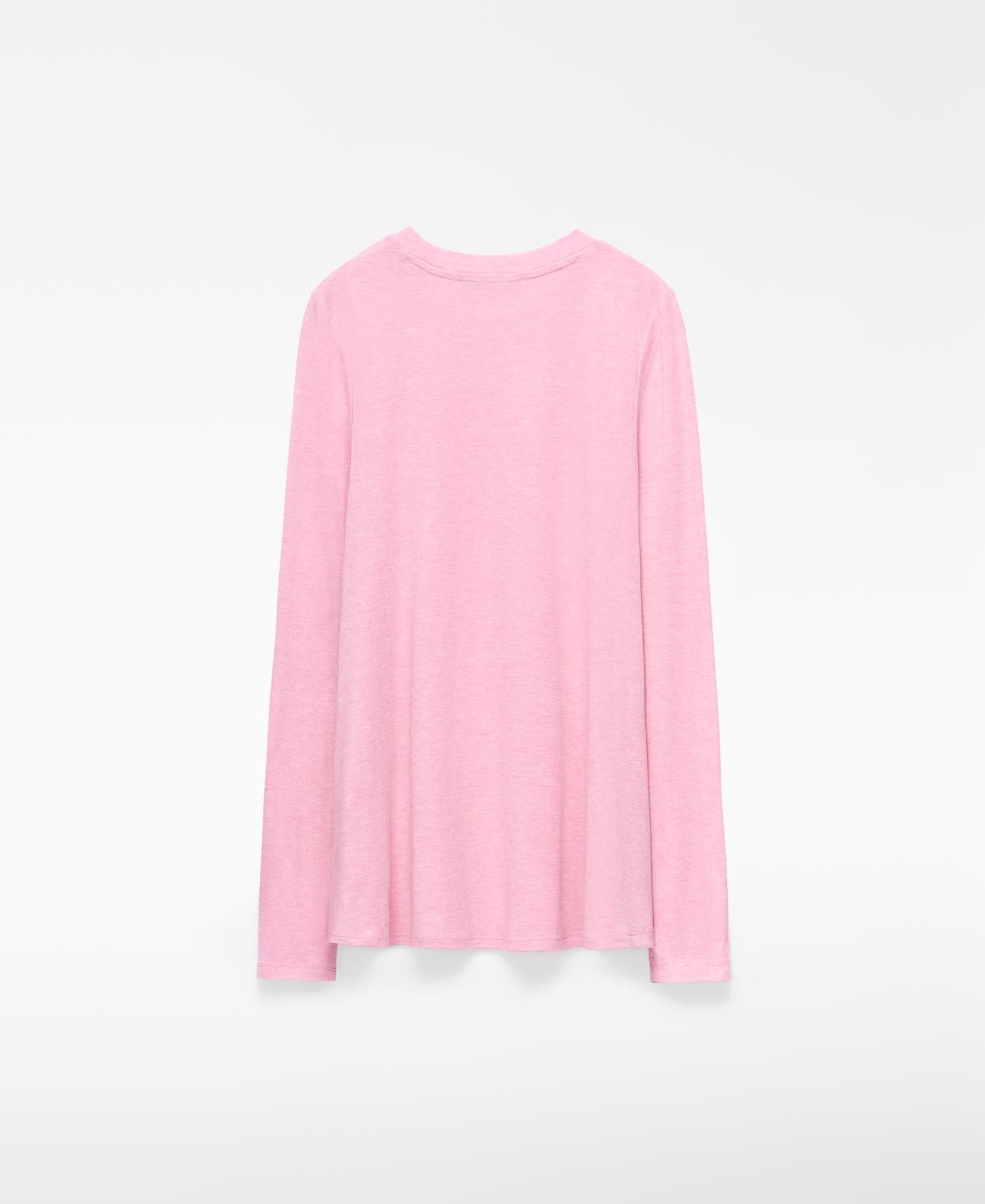 Imagen 5 de Camiseta de manga larga de mujer evasé con cuello redondo - Adolfo Dominguez - Rosa Rosa
