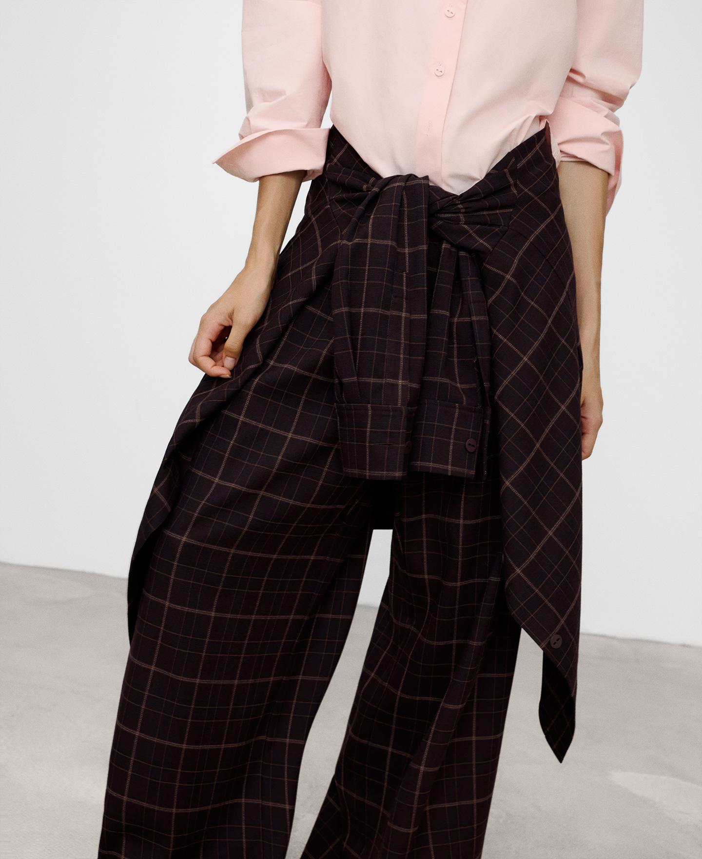 Pantalón ancho de mujer con doble pinza - Adolfo Dominguez - Multicolor Multicolor-4