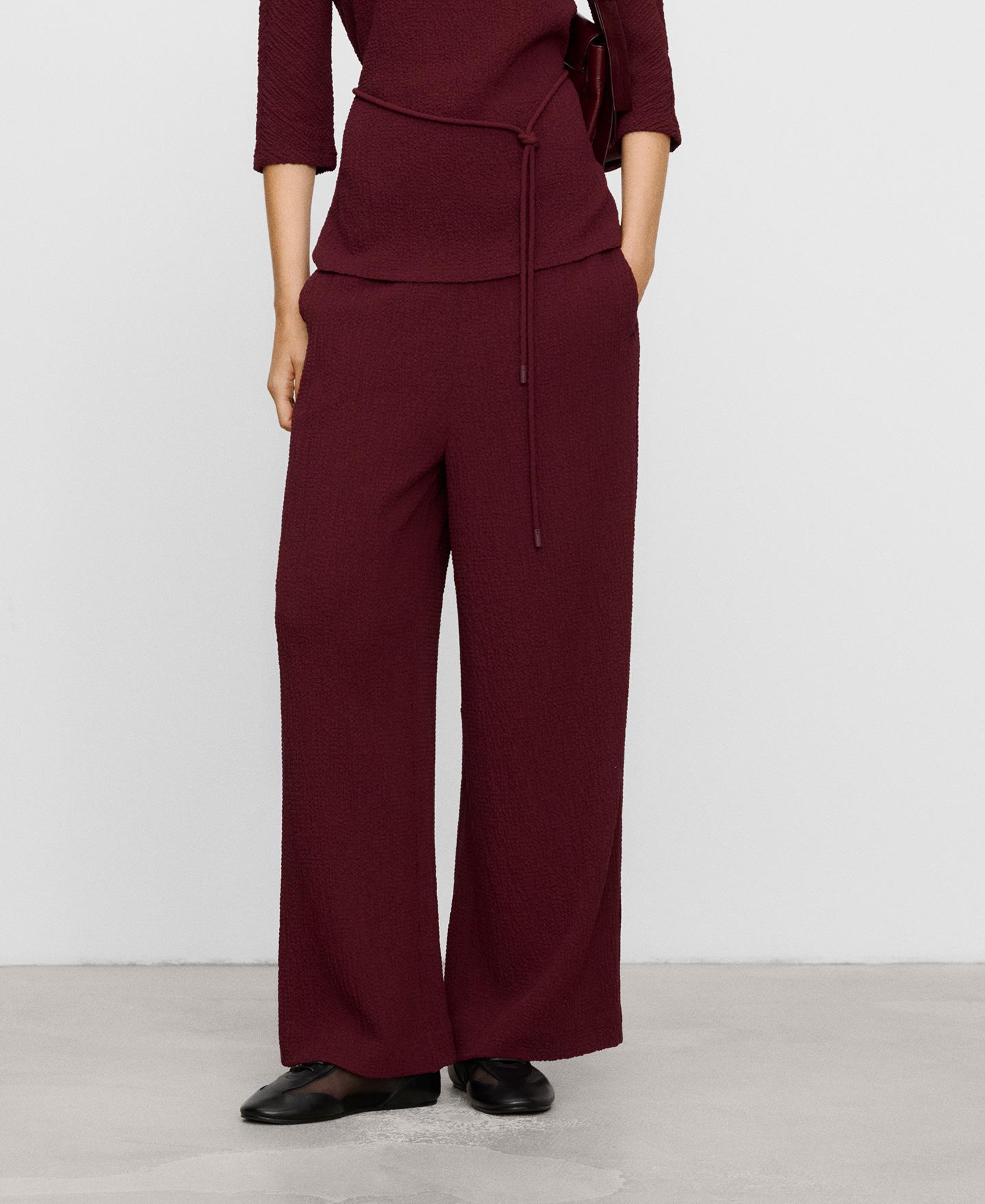 Imagen 0 de Pantalón recto de mujer bouclé Burdeos