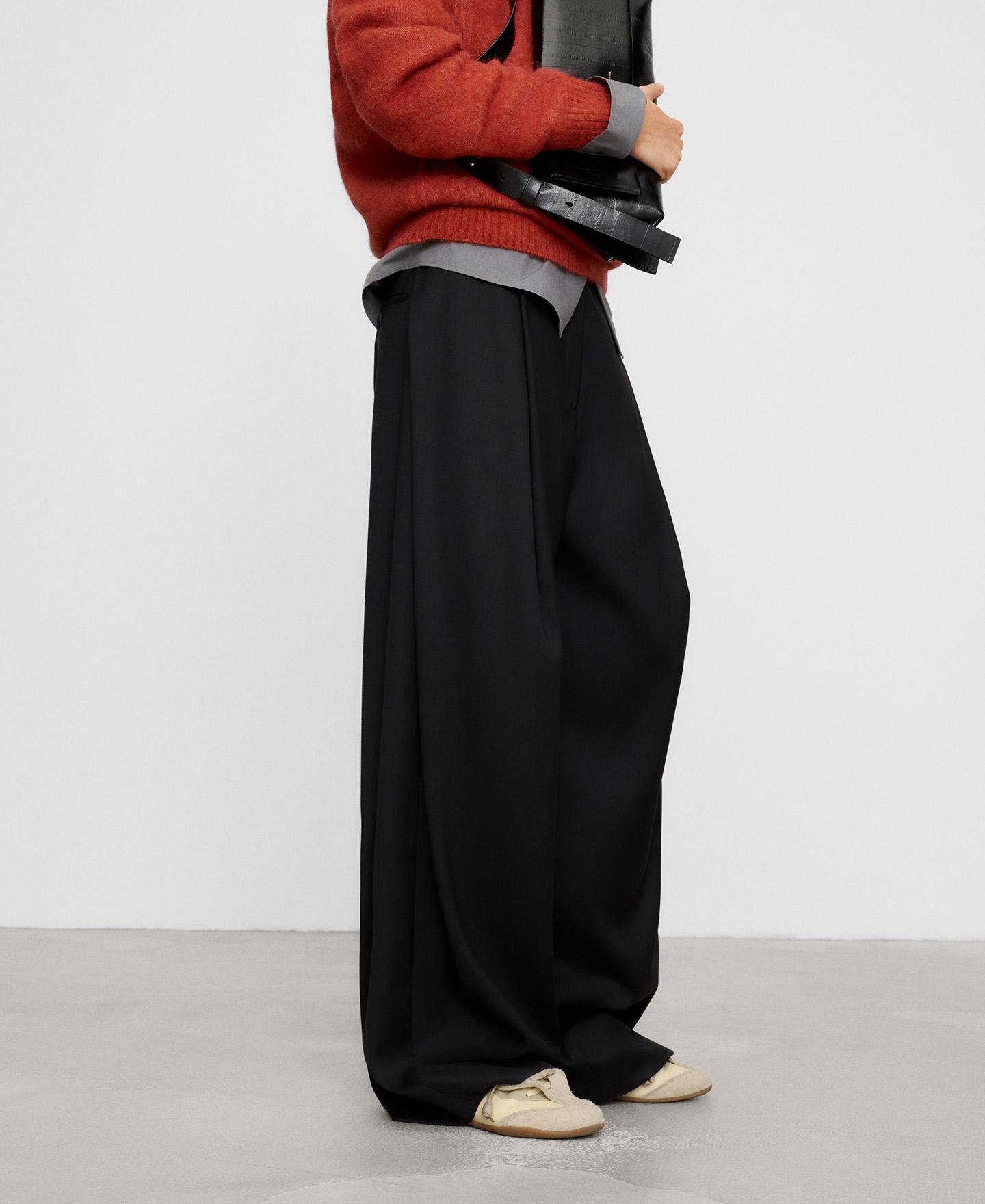 Imagen 1 de Pantalón ancho de mujer con lana merino - Adolfo Dominguez - Negro Negro