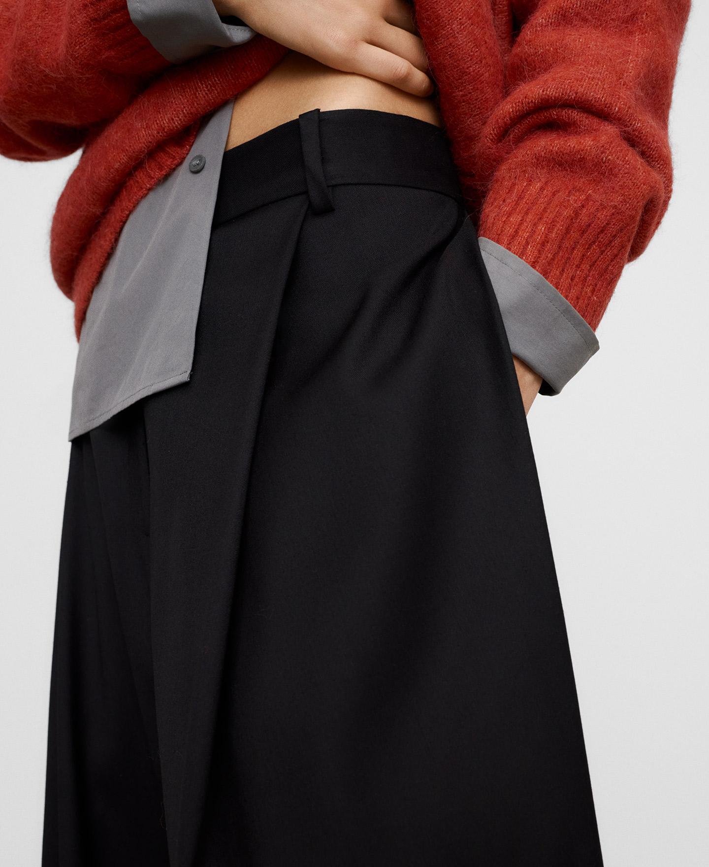 Imagen 4 de Pantalón ancho de mujer con lana merino - Adolfo Dominguez - Negro Negro