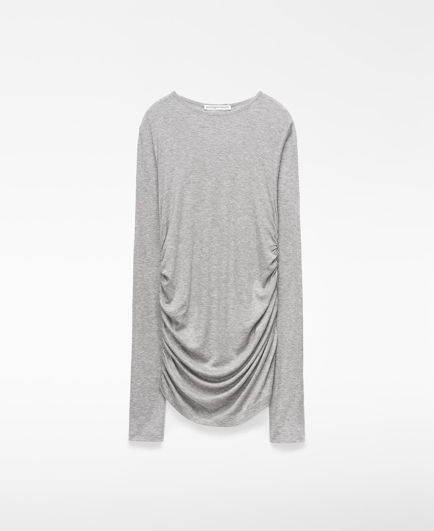 Imagen 0 de Camiseta fruncida de mujer manga larga Gris