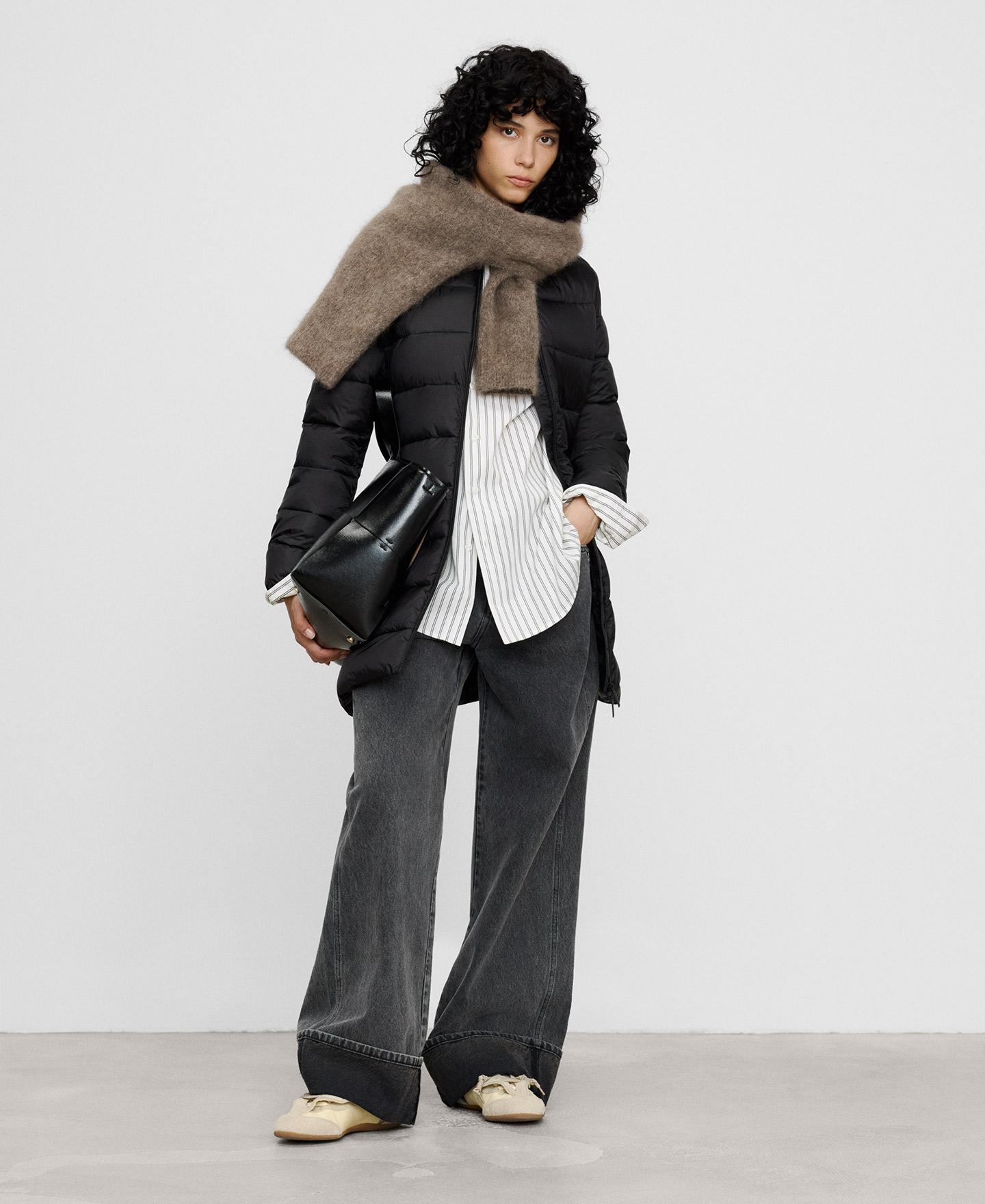 Chaqueta de mujer acolchada con cuello chimenea - Adolfo Dominguez - Negro Negro-2
