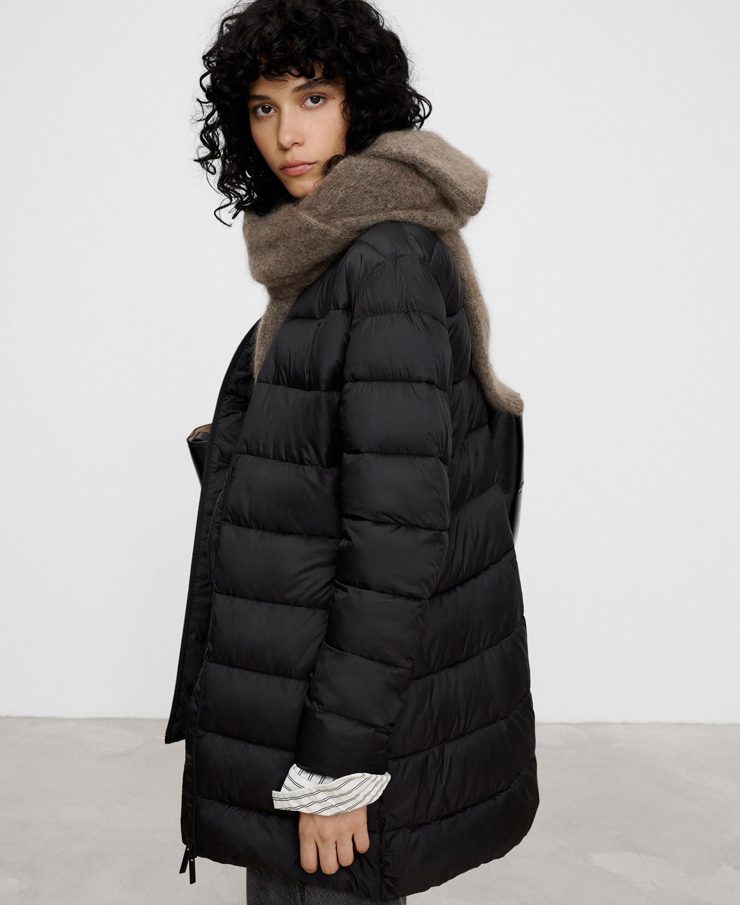 Chaqueta de mujer acolchada con cuello chimenea - Adolfo Dominguez - Negro Negro-4