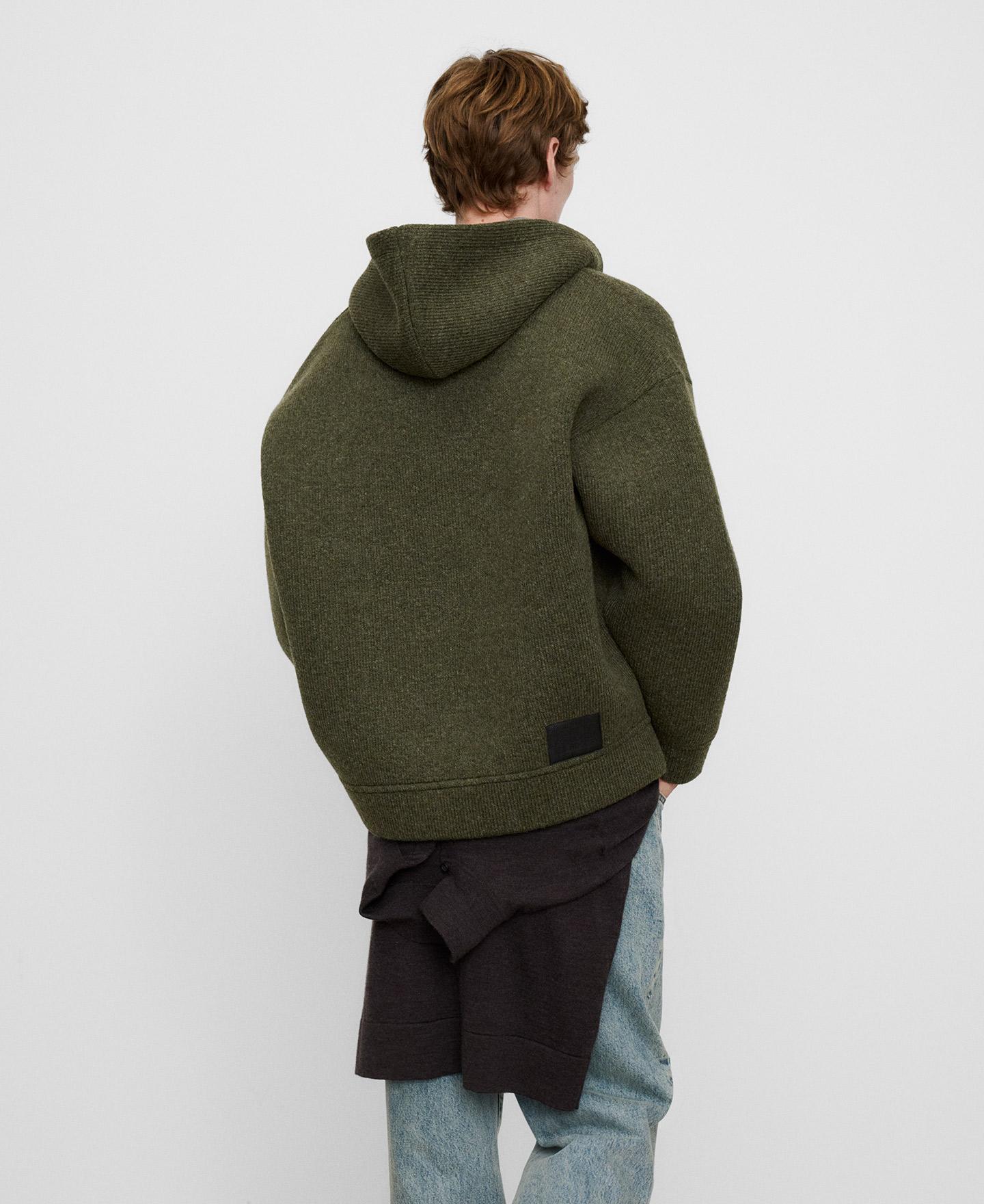 Sudadera con capucha de hombre de punto con lana merino - Adolfo Dominguez - Kaki Kaki-3