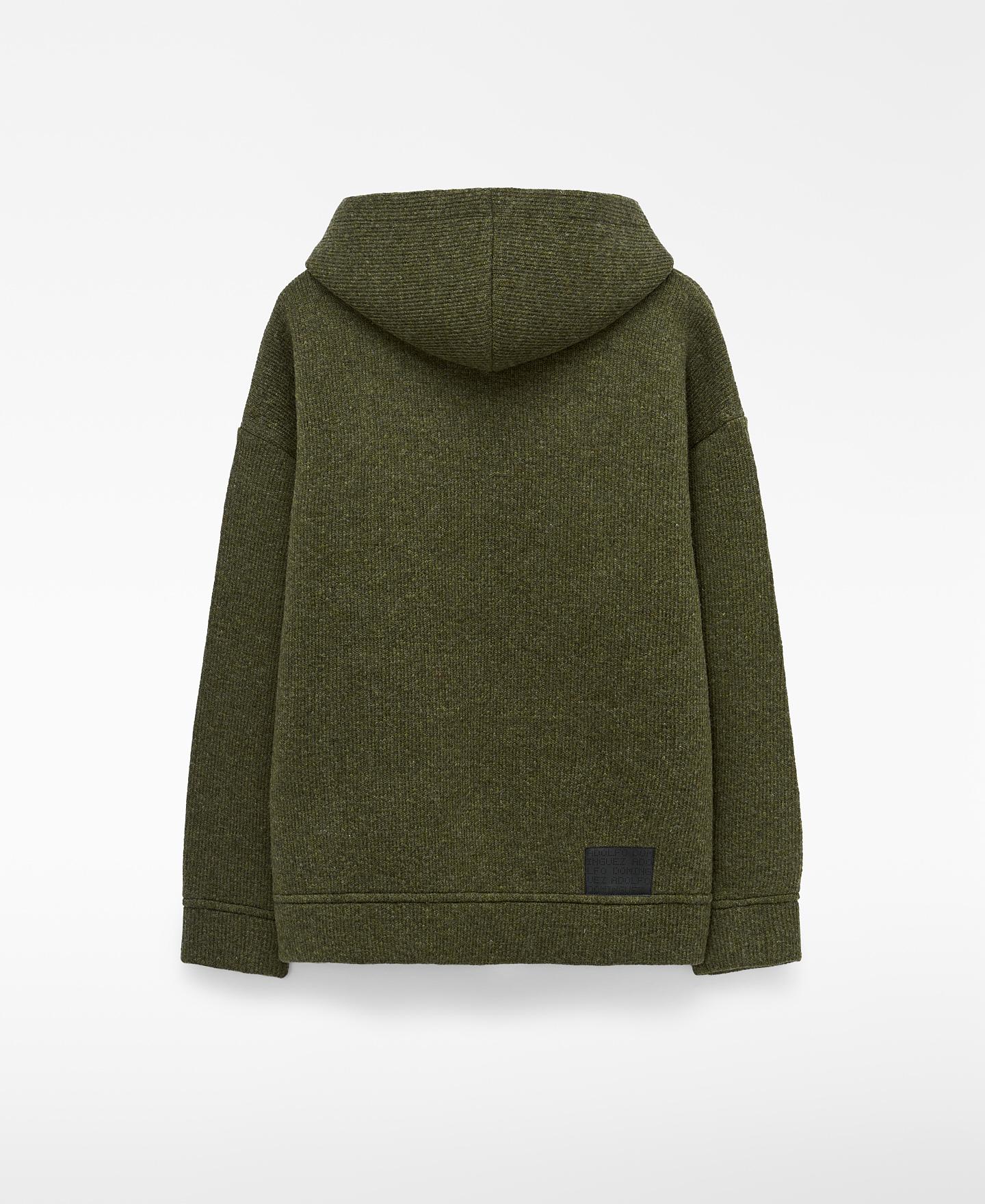 Sudadera con capucha de hombre de punto con lana merino - Adolfo Dominguez - Kaki Kaki-5