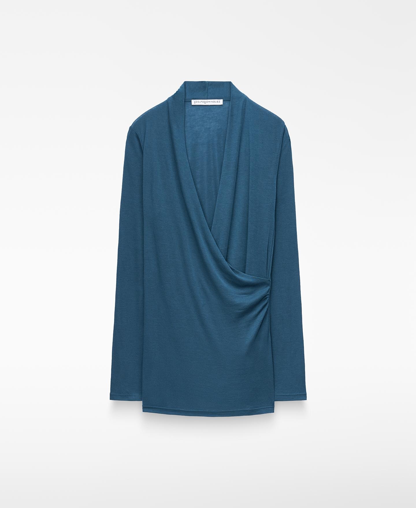 Imagen 0 de Camiseta cruzada de mujer manga larga Azul